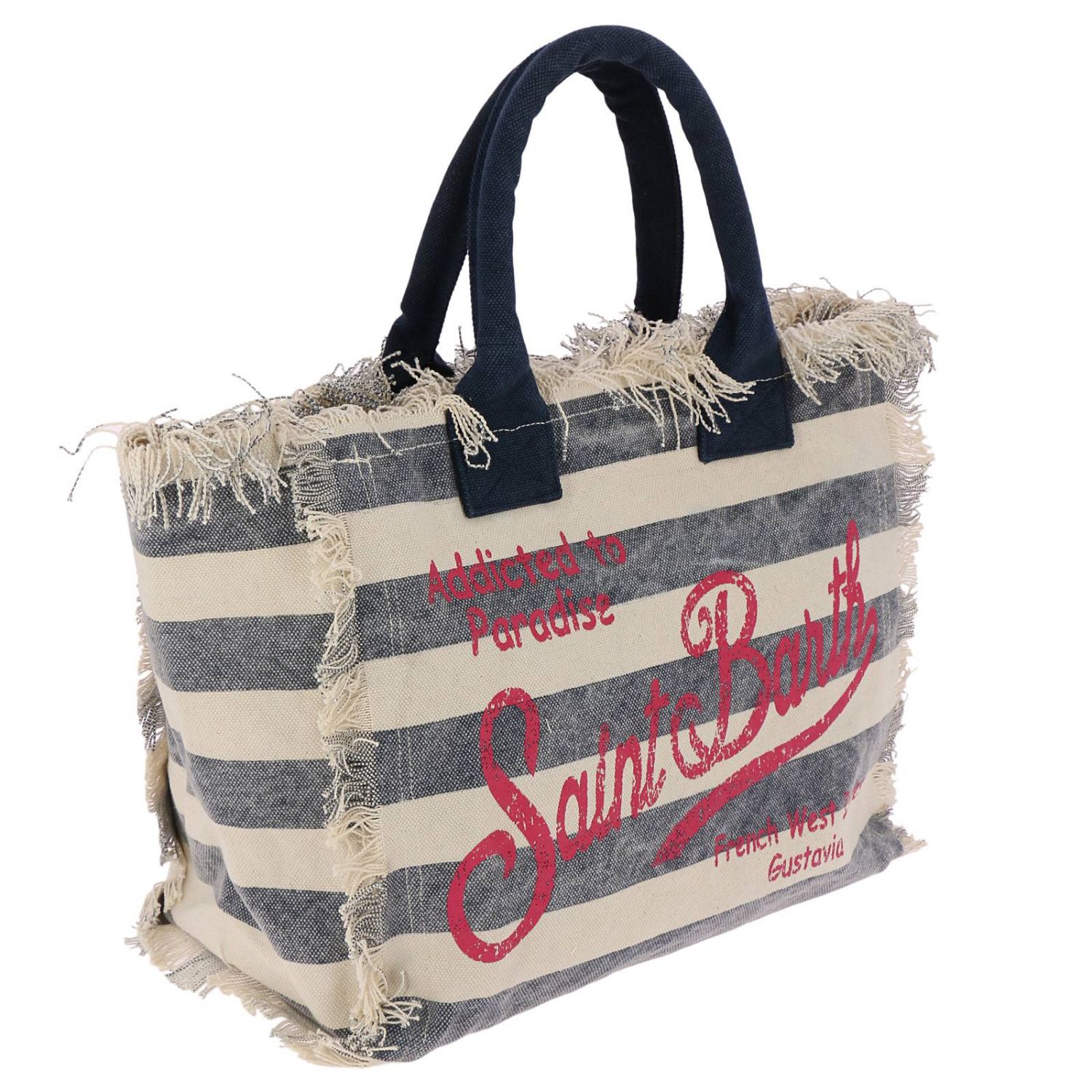 MC2 SAINT BARTH: Borsa Vanity Lig shopping in canvas a righe con maxi