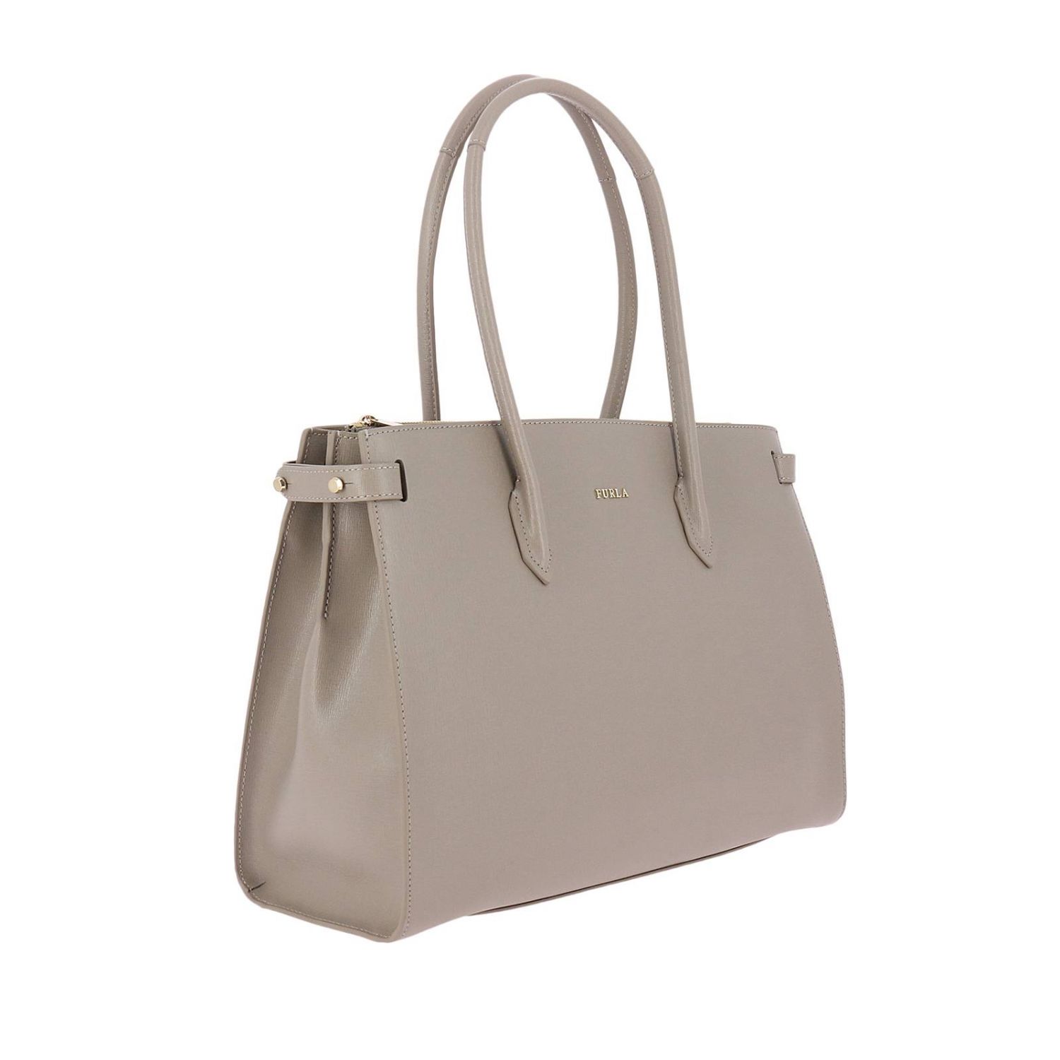 Furla Outlet: Borsa Pin in vera pelle saffiano con doppi manici - Sabbia |  Borsa A Spalla Furla 942225 BLS0 GIGLIO.COM