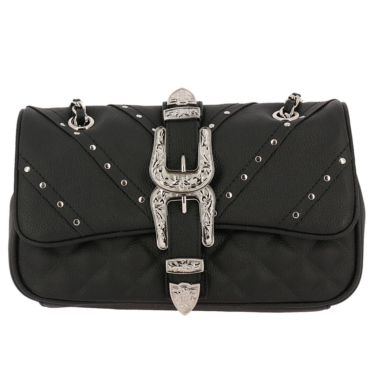 Mia Bag Outlet: Borsa Buckle a tracolla con fibbie metalliche e borchie -  Nero | Borse A Tracolla Mia Bag 18123 GIGLIO.COM