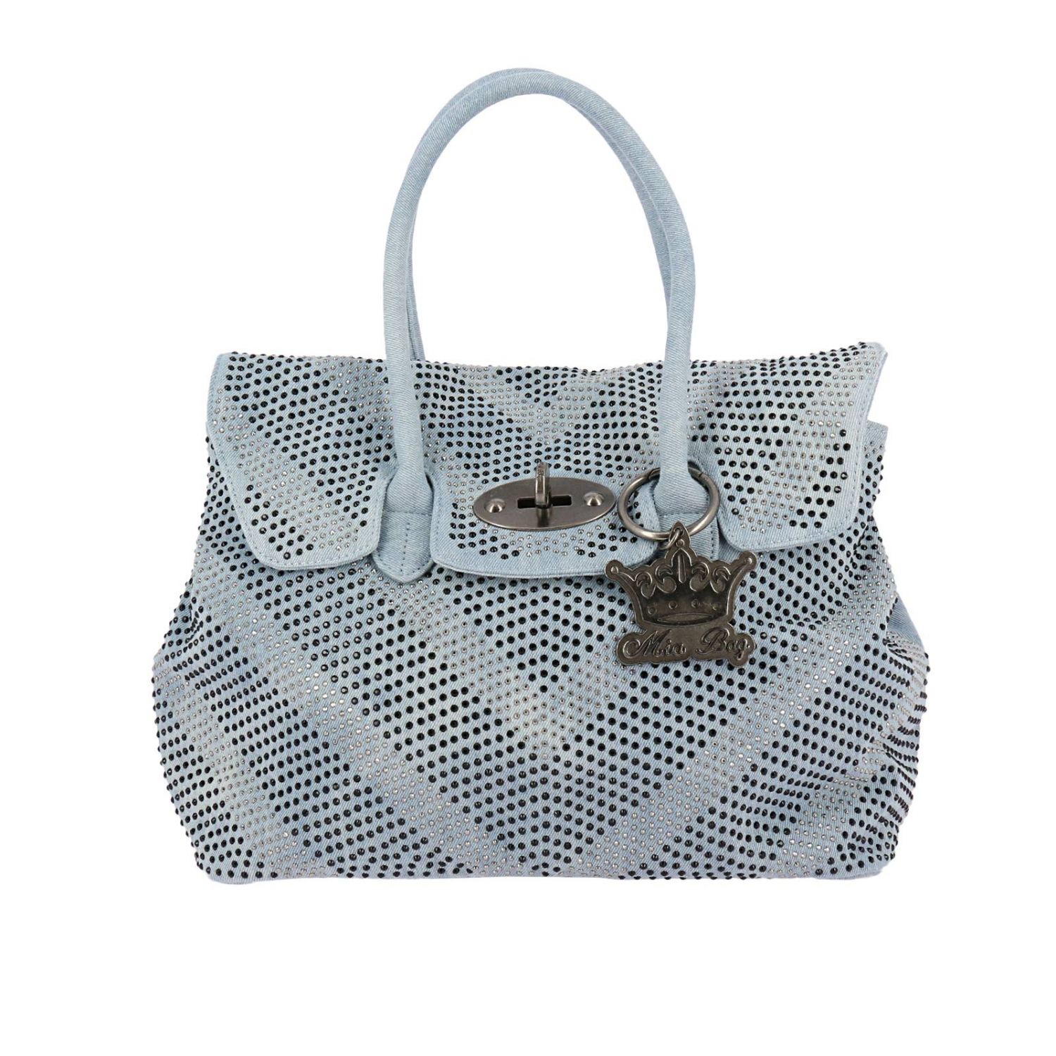 BORSA MIA BAG ®️ n jeans denim destressed con applicazione perle Nuova ☀️  EUR 49,90 - PicClick IT