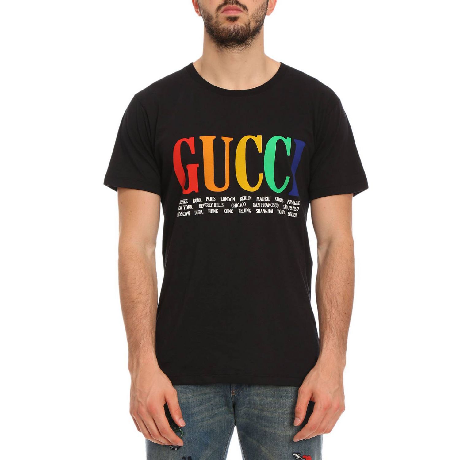 GUCCI: T-shirt men | T-Shirt Gucci Men Black | T-Shirt Gucci 493117 ...