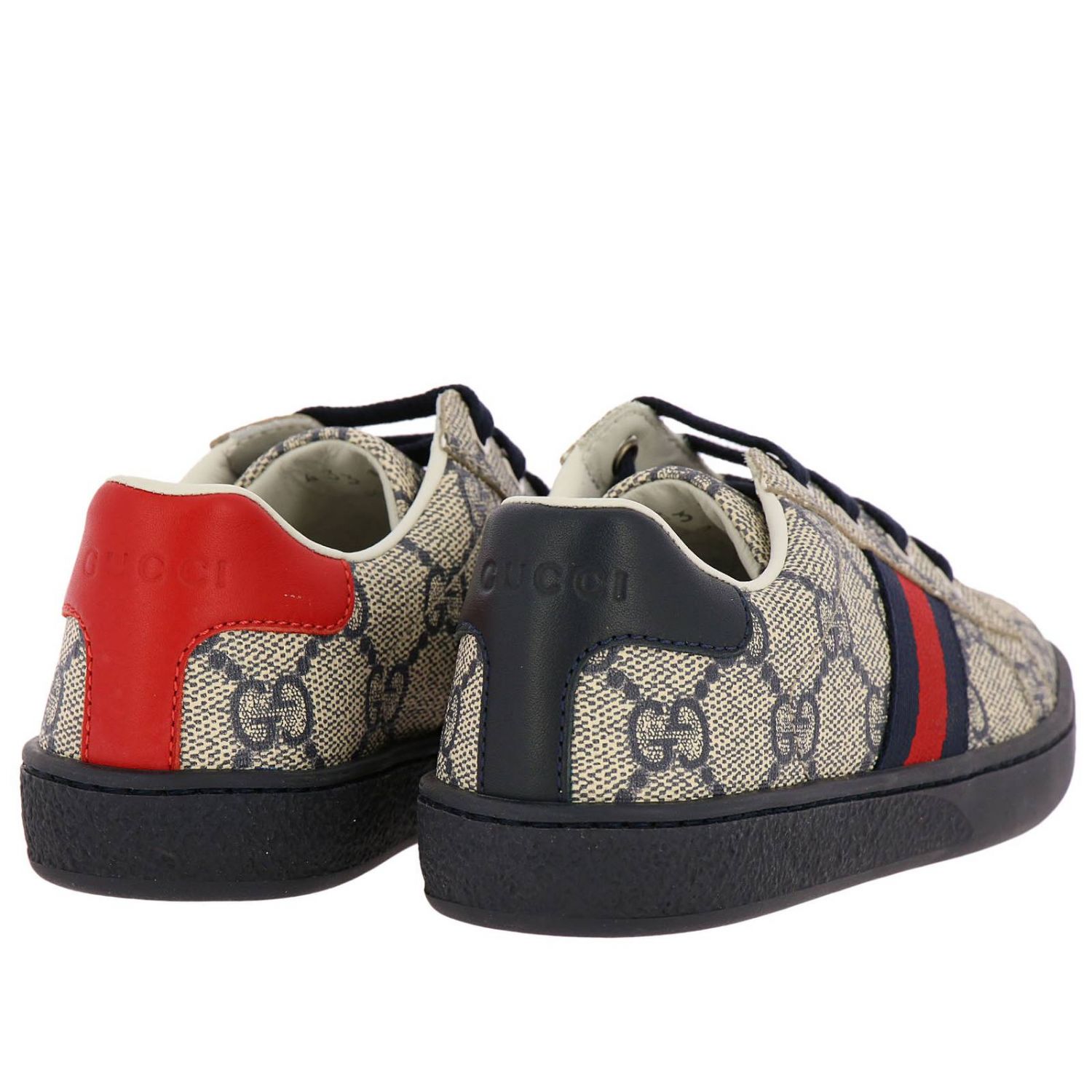 New Ace sneakers in leather with GG Supreme Gucci print and web bands ...