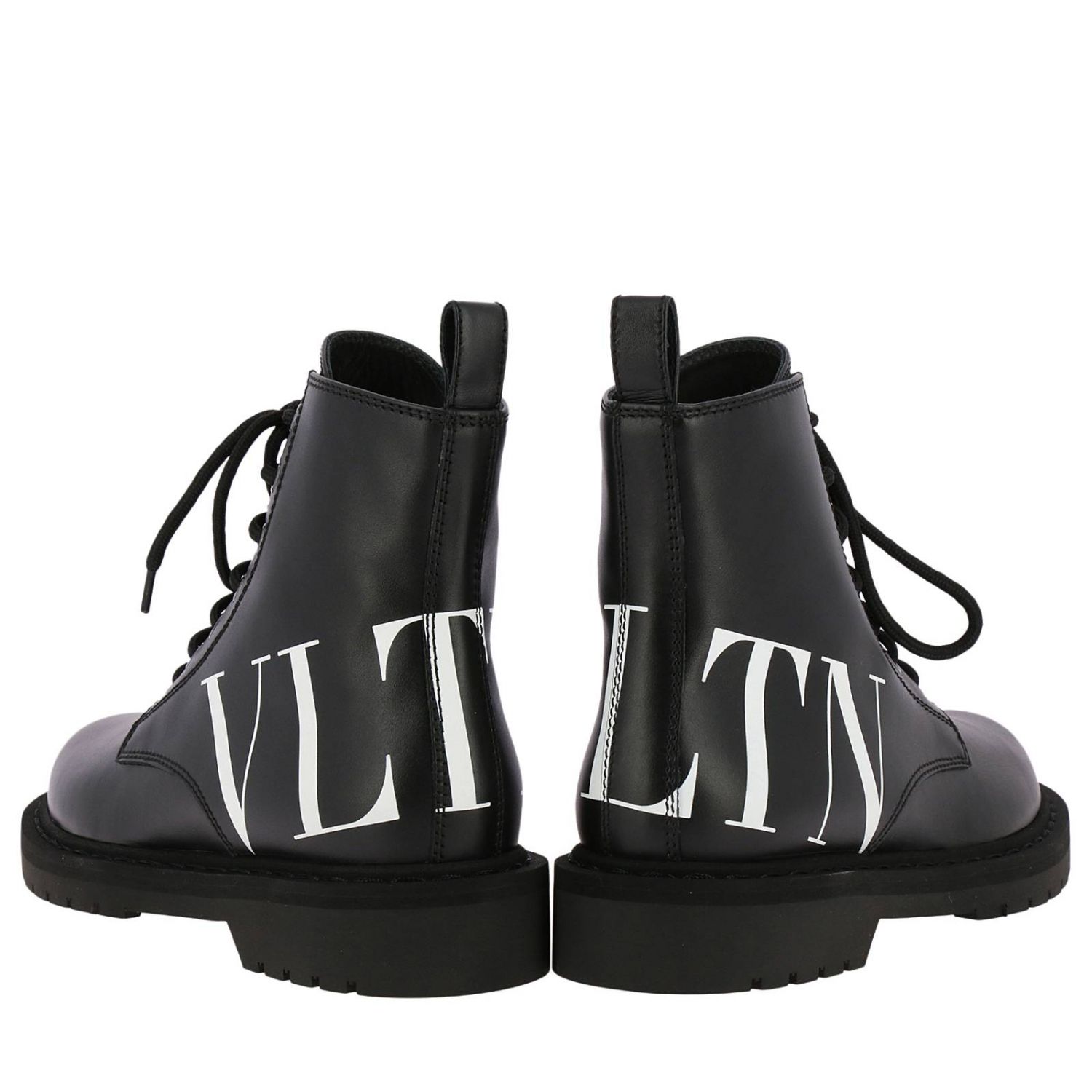 VALENTINO GARAVANI: Stivaletto stringato in pelle liscia con maxi stampa  VLTN - Nero | Stivaletti Valentino Garavani QW2S0I08 DGQ GIGLIO.COM