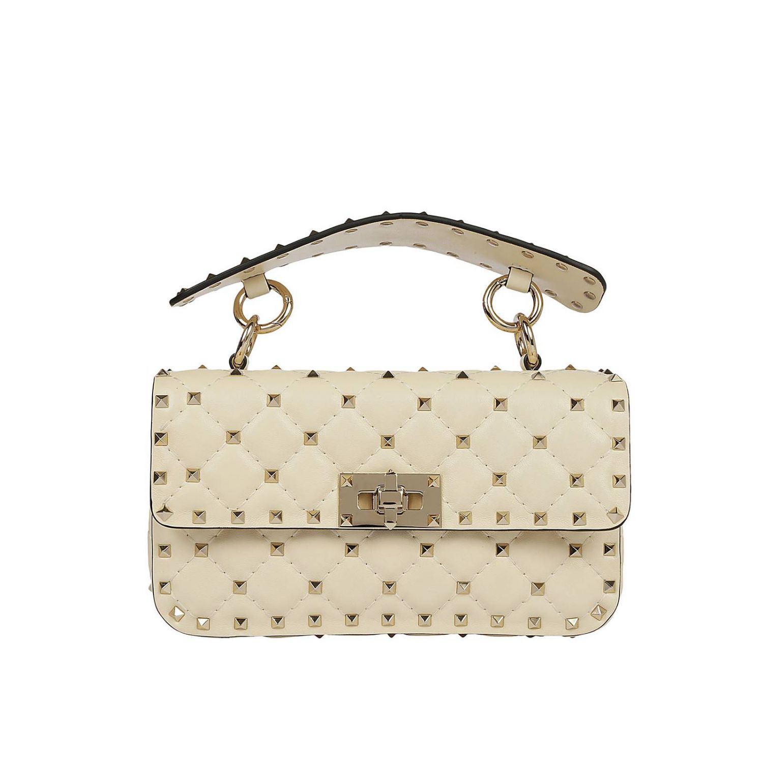 VALENTINO GARAVANI: Valentino Rockstud Spike small bag in real leather with  micro studs and sliding shoulder strap - Ivory | Mini Bag Valentino  Garavani QW2B0123 NAP GIGLIO.COM