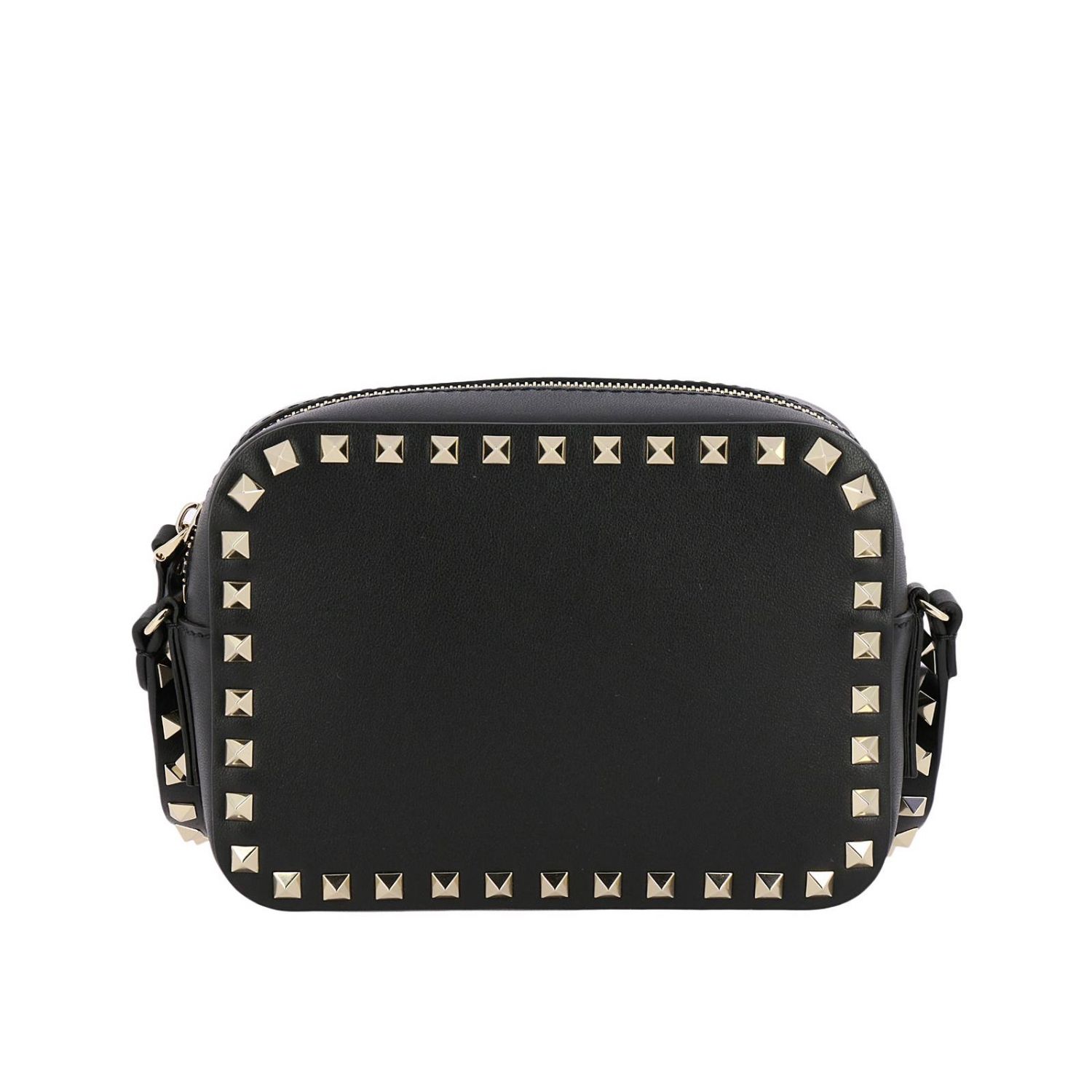 VALENTINO GARAVANI: Valentino Rockstud Spike small camera bag in smooth ...