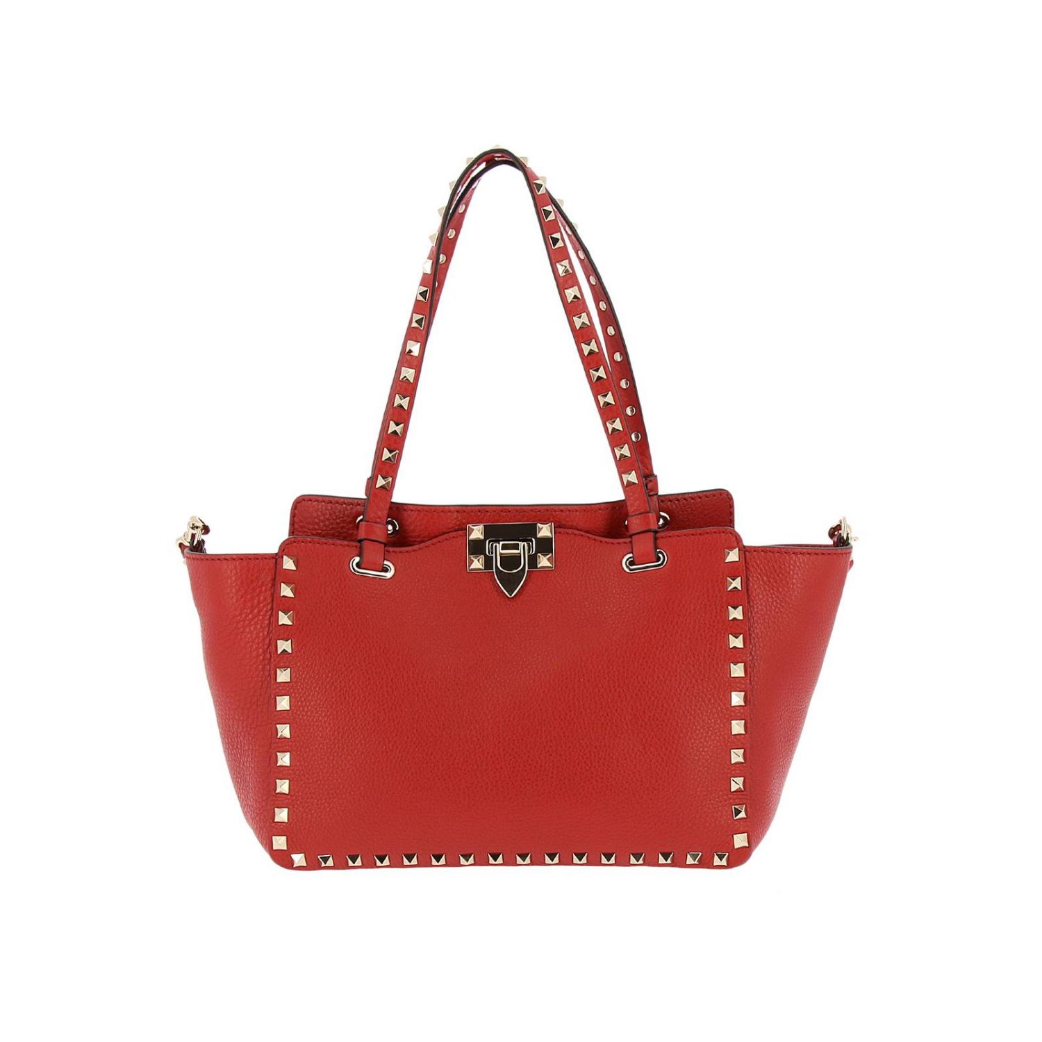 Valentino Rockstud shopping bag in genuine hammered leather with ...