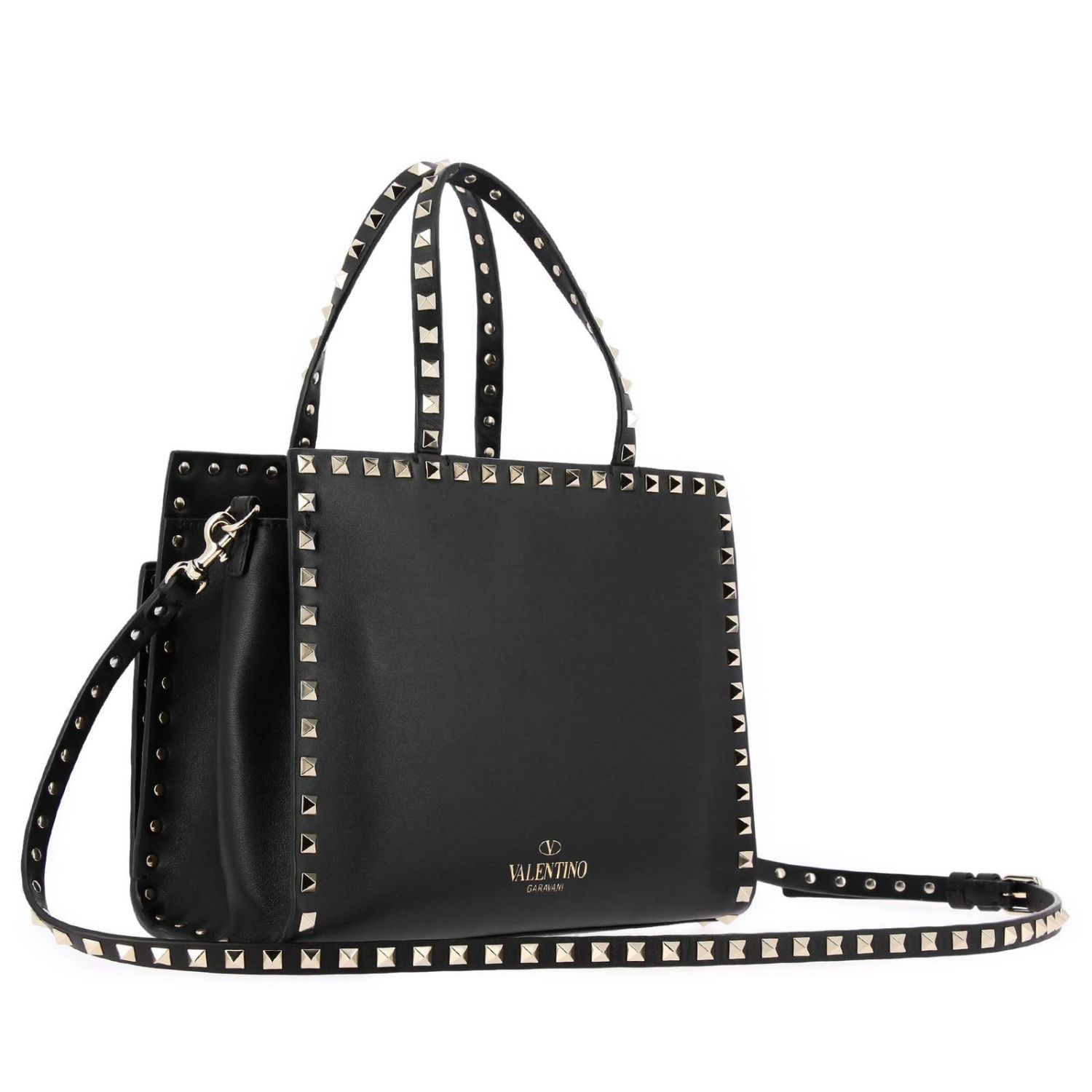 VALENTINO GARAVANI Valentino Rockstud bag in leather with studs and double handles Black