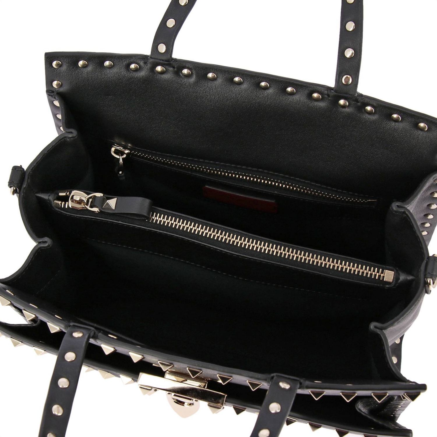 VALENTINO GARAVANI Valentino Rockstud bag in leather with studs and double handles Black