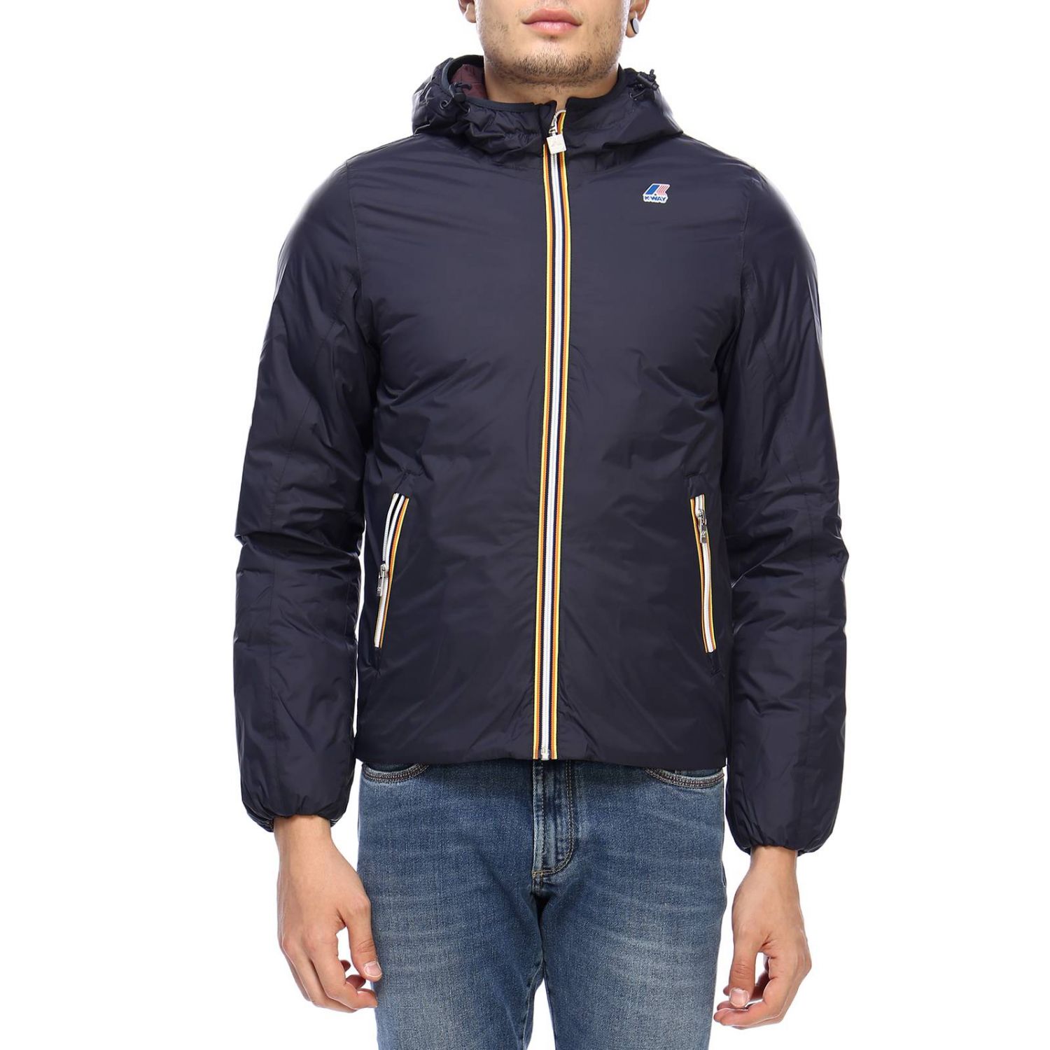 K-Way Outlet: jacket for men - Blue 1 | K-Way jacket K001K40 online on ...