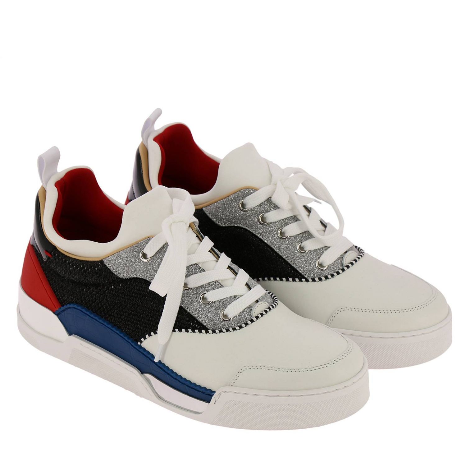 mens white louboutin trainers