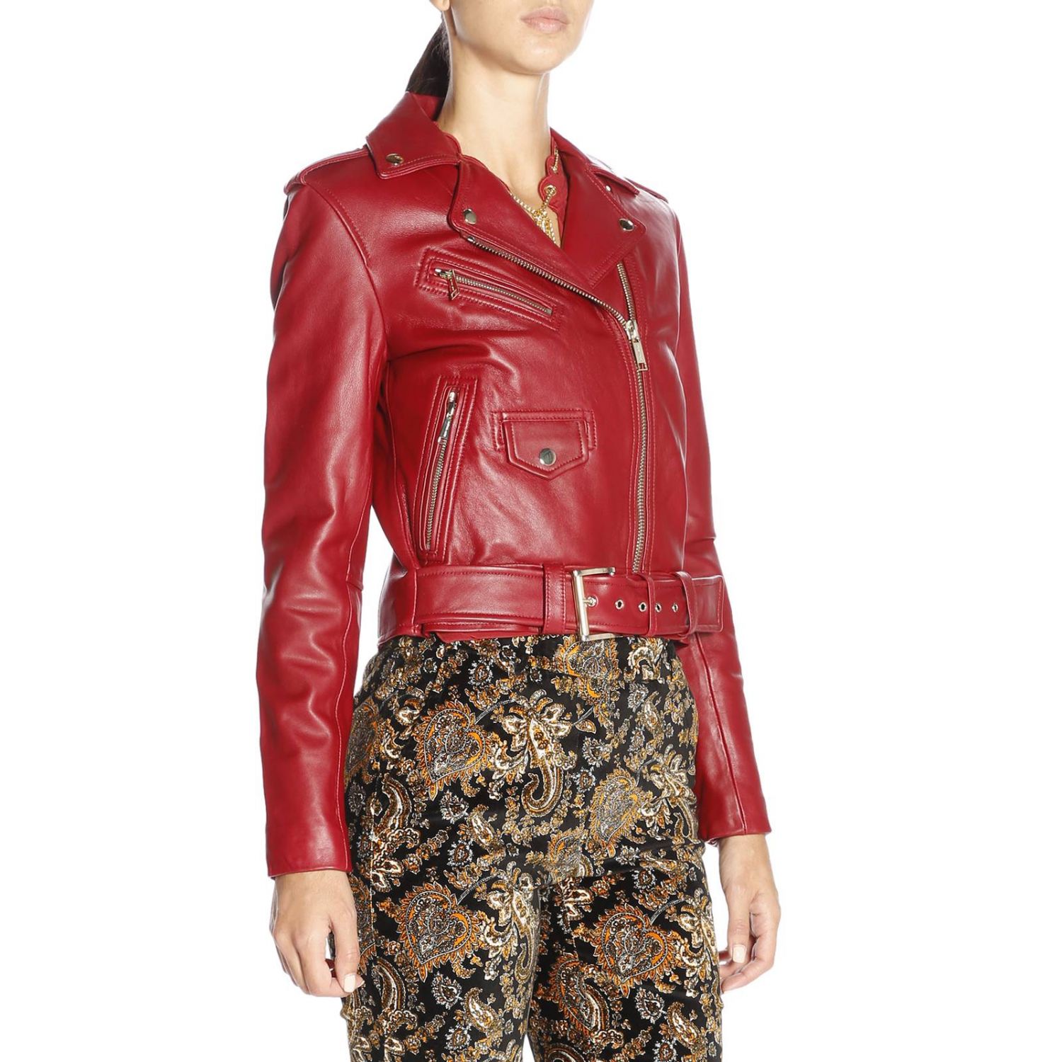 michael kors red leather jacket