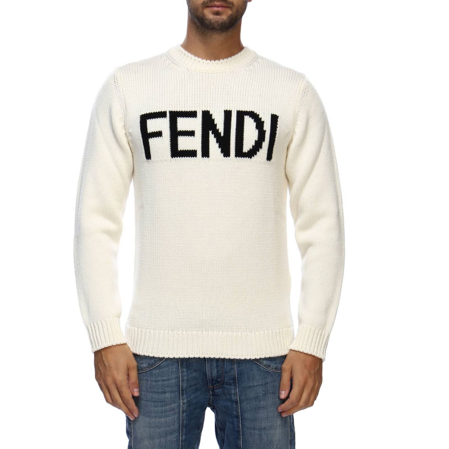 FENDI: Sweater men - White | Sweater Fendi FZZ387 A3M3 GIGLIO.COM