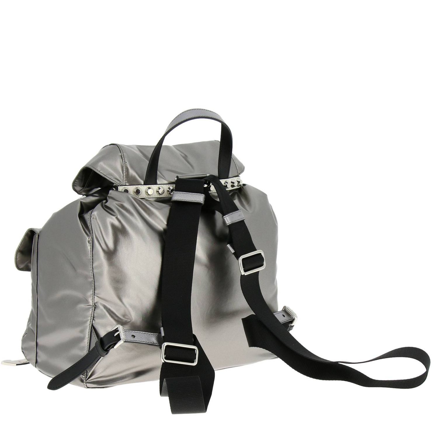 prada silver backpack