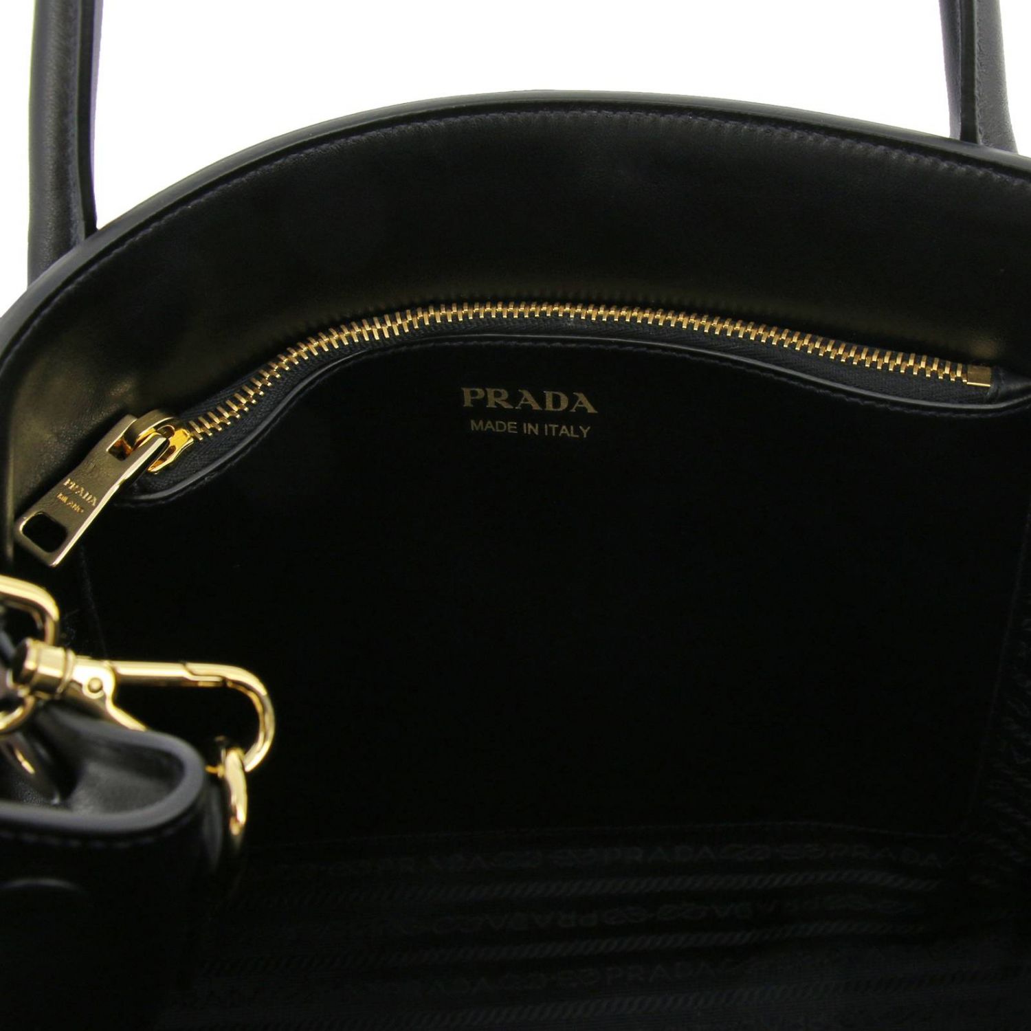 PRADA Monochrome bag in saffiano leather with maxi logo and removable