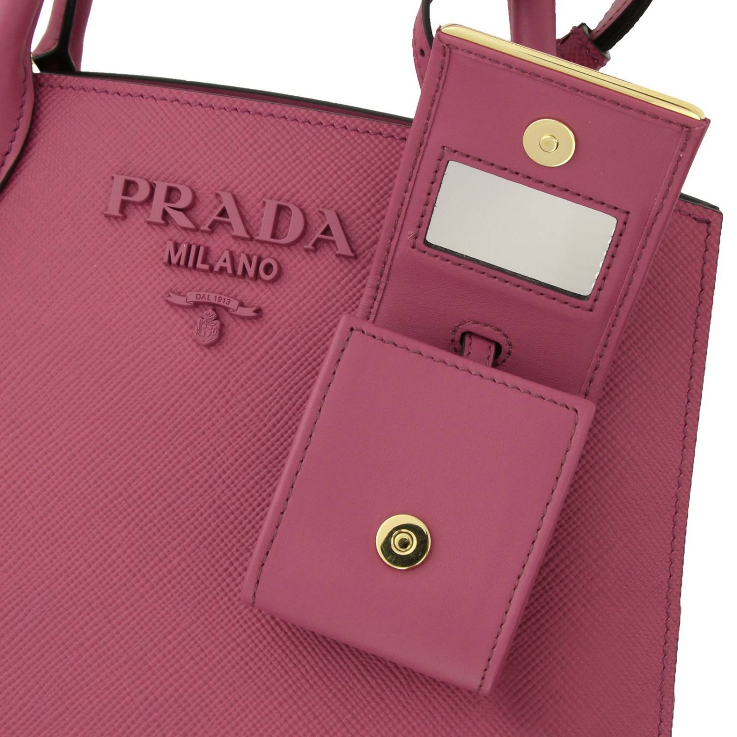 PRADA Monochrome small bag in saffiano leather with maxi logo and