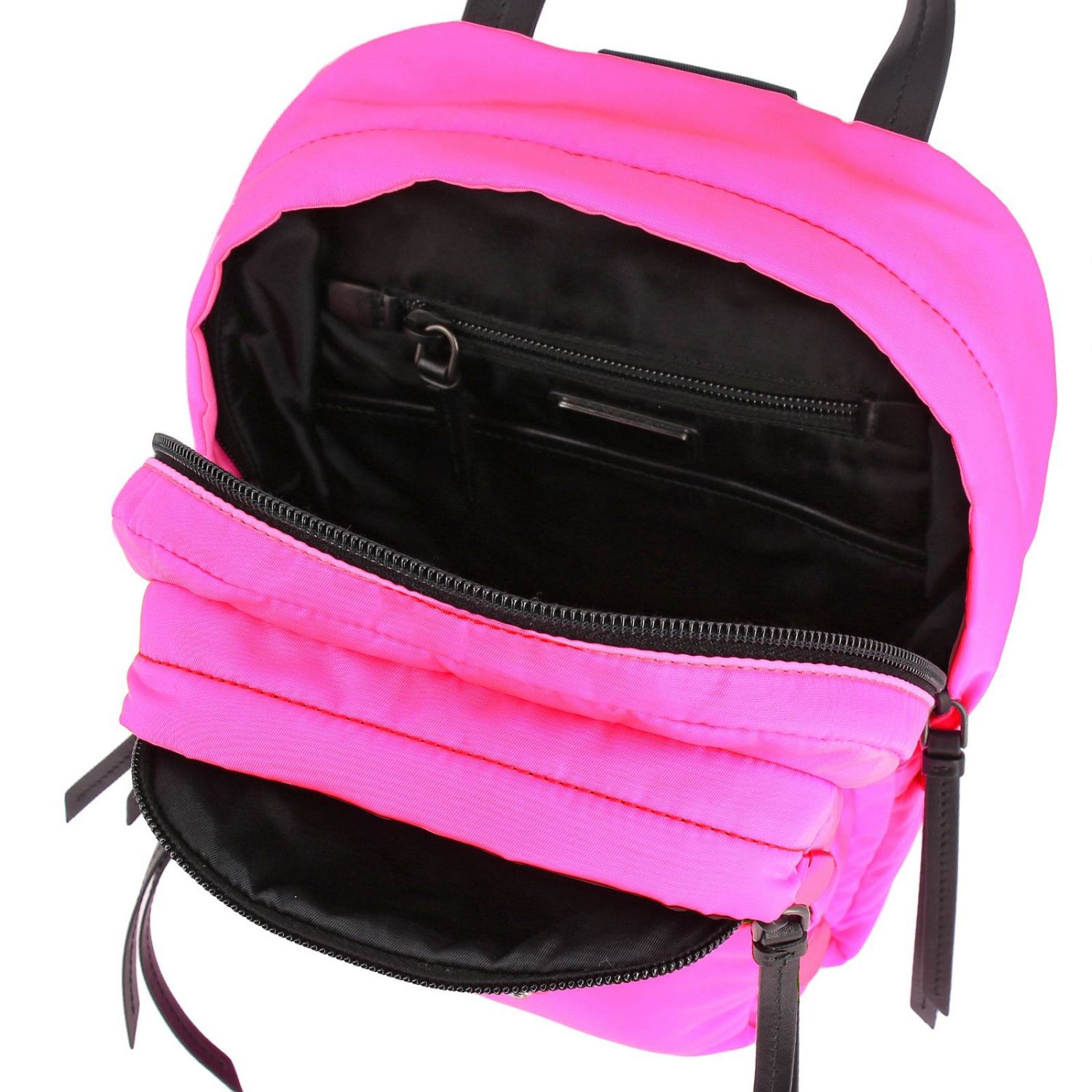 PRADA: Zaino full zip in nylon con maxi logo - Fuxia | Zaino Prada  1BZ026OOO 2CCI GIGLIO.COM