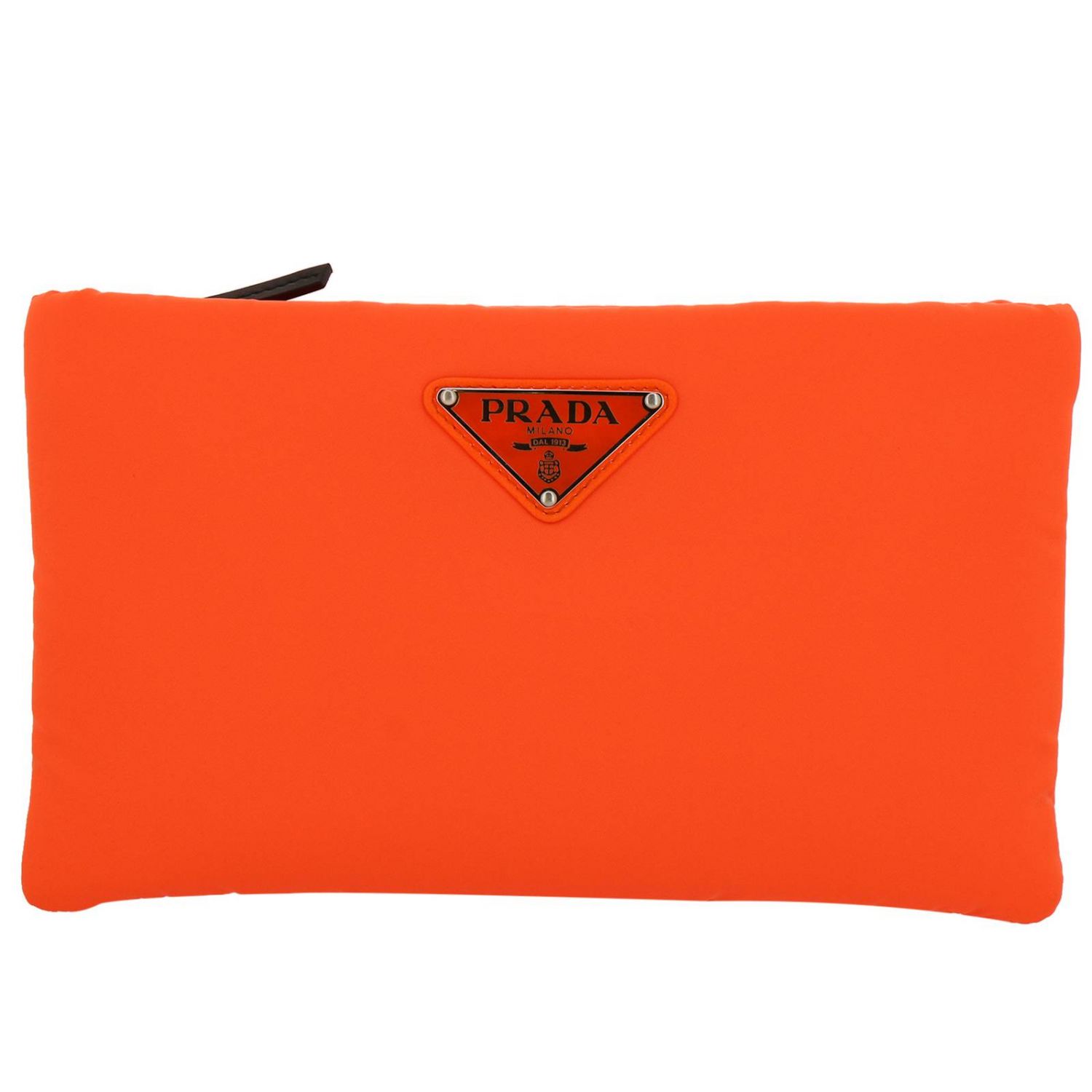 prada orange clutch