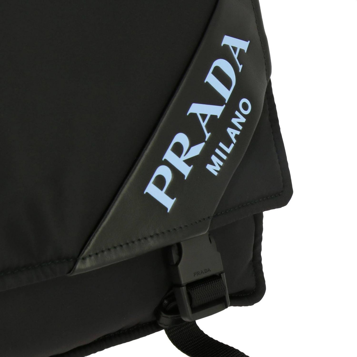 PRADA: Borsa Messenger in nylon con maxi patch in pelle firmata - Nero |  Borse A Tracolla Prada 1BD157OOS SCBS GIGLIO.COM