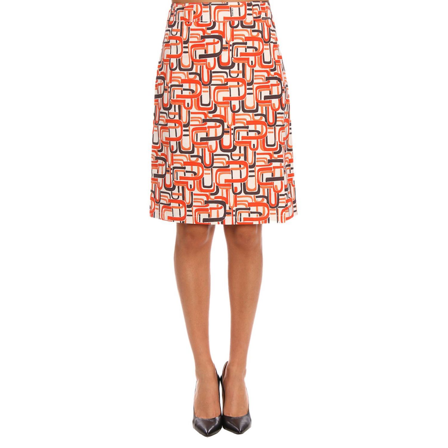 prada orange skirt