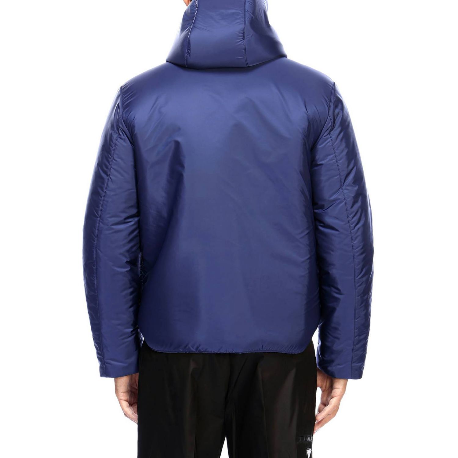 Prada Outlet: Polished nylon jacket with hood and maxi logo | Jacket ...