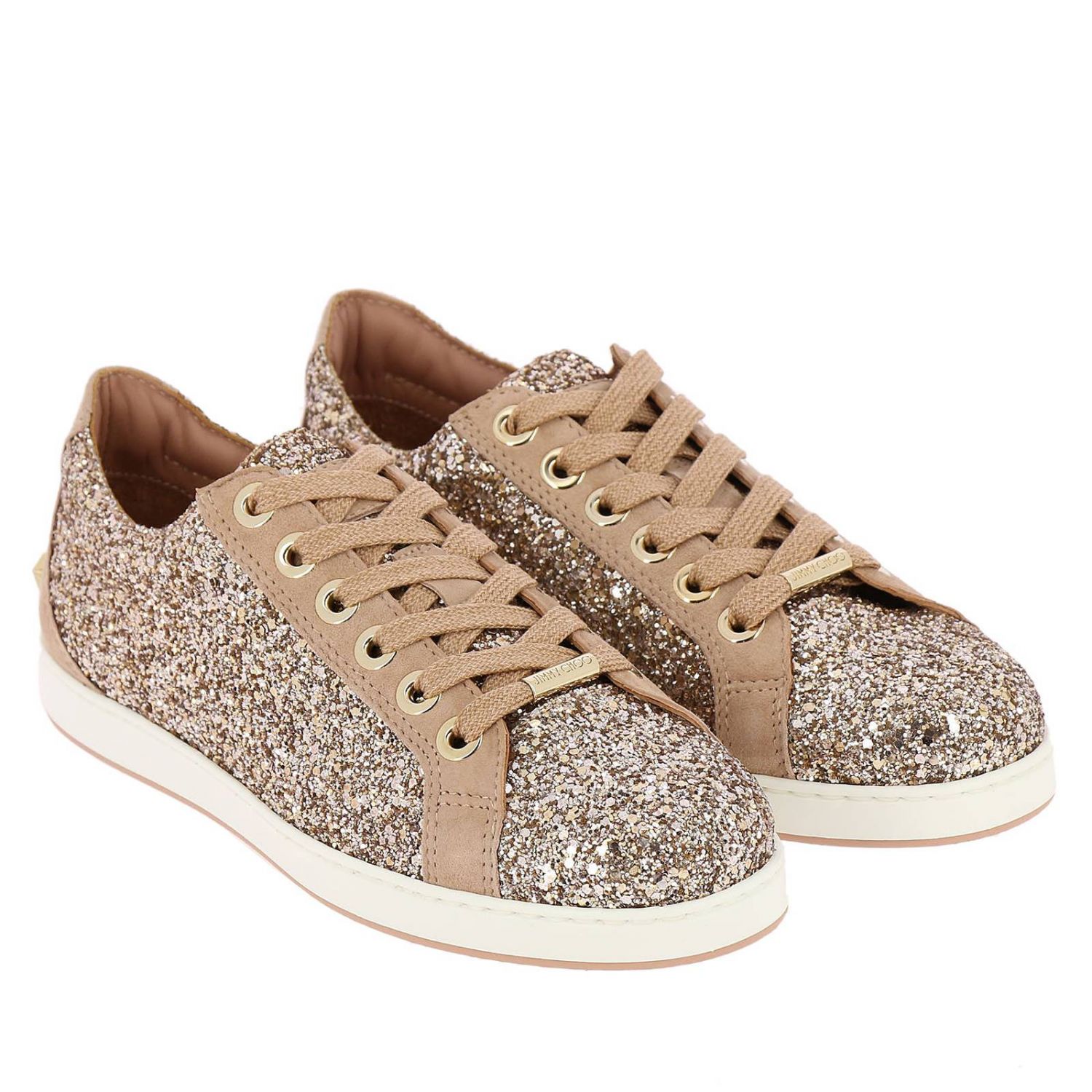 Jimmy Choo Outlet: Cash / F sneakers in suede leather and glitter ...