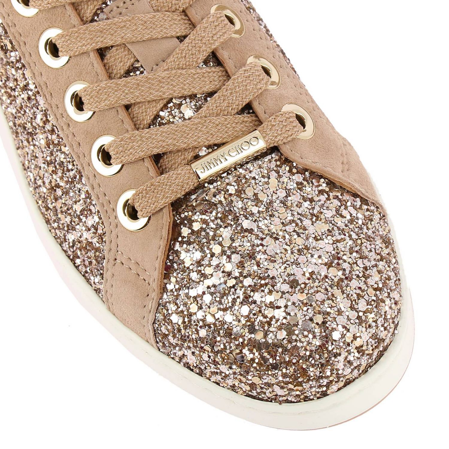 Jimmy Choo Outlet: Cash / F sneakers in suede leather and glitter ...