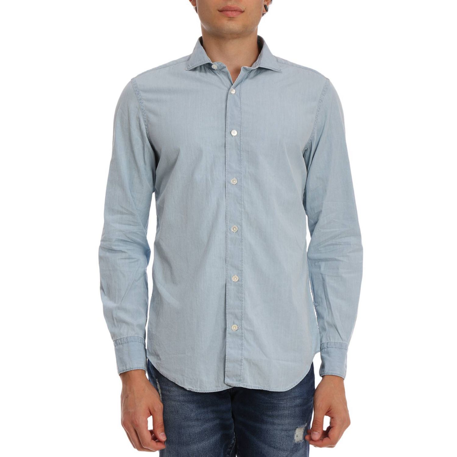 Eleventy Outlet: Shirt men | Shirt Eleventy Men Gnawed Blue | Shirt ...