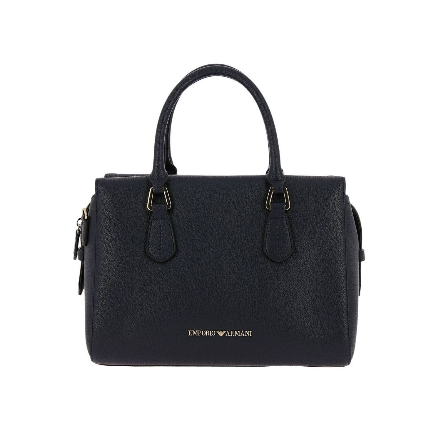 Emporio Armani Outlet: Bauletto in pelle sintetica con doppi manici e  tracolla amovibile - Blue | Borsa A Mano Emporio Armani Y3A085 YH65A  GIGLIO.COM
