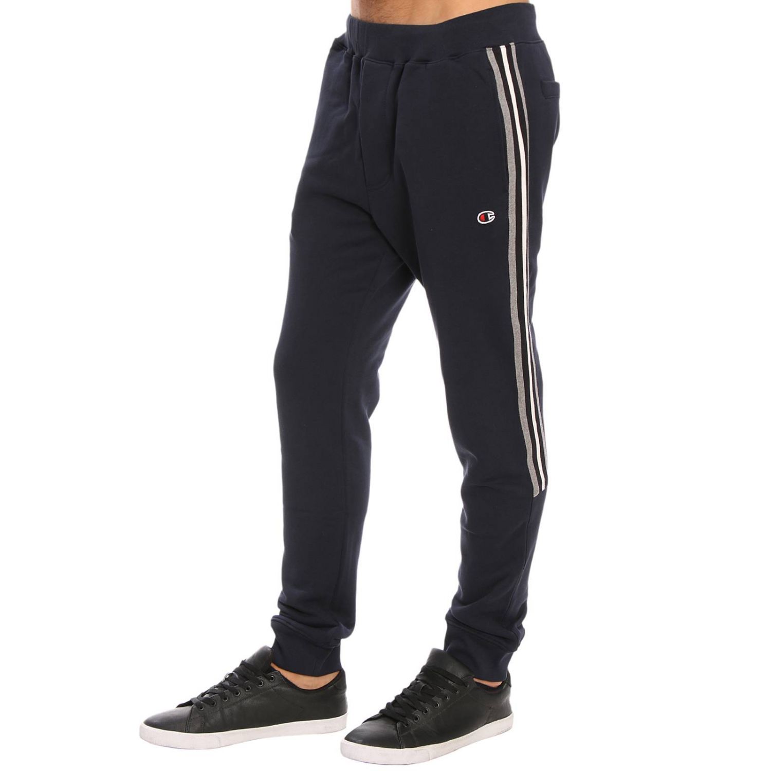 Paolo Pecora Outlet: Pantalone jogging in cotone con bande laterali  champions - Blue | Tuta Paolo Pecora B141 4214 GIGLIO.COM
