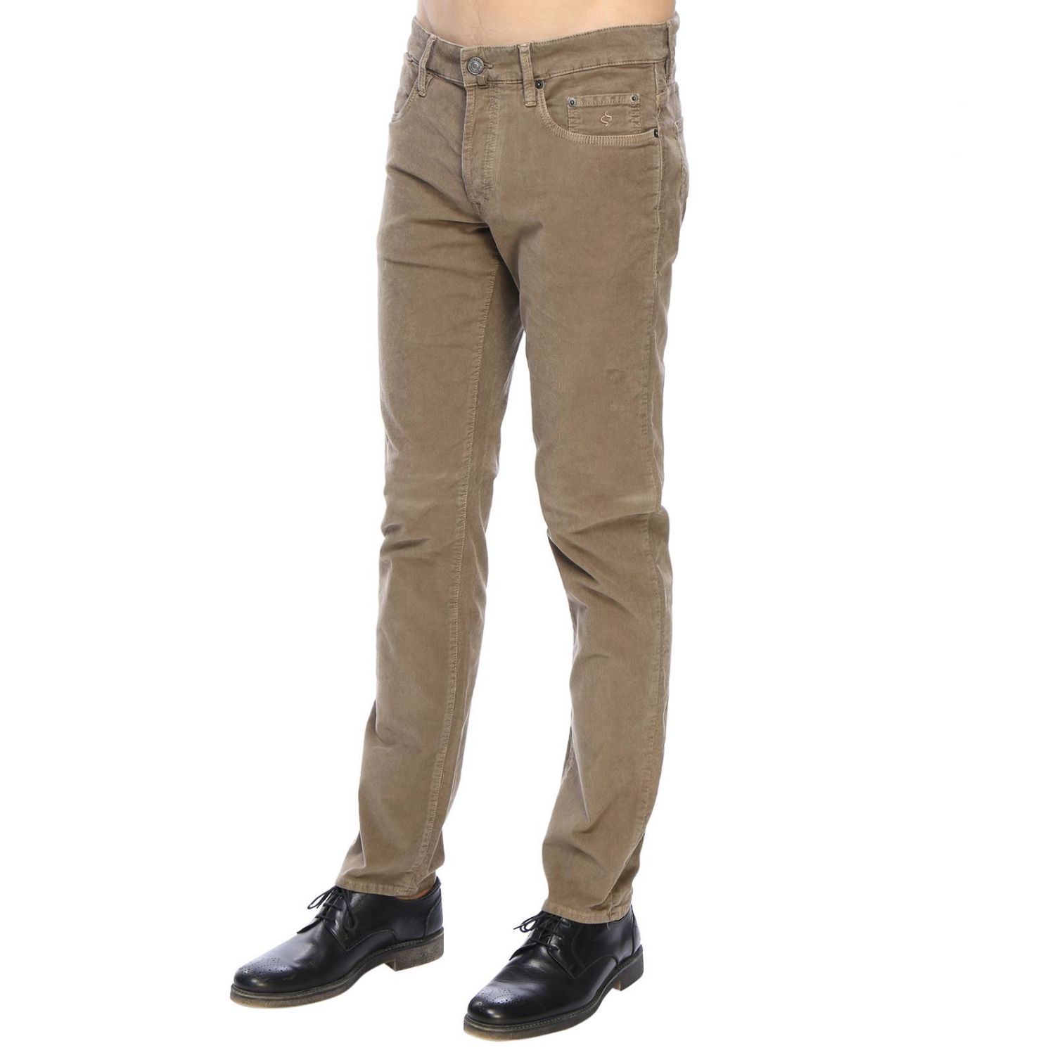 Siviglia Outlet: Pantalone a 5 tasche regular fit in cotone stretch effetto  velluto rigato con fondo 18 - Tortora | Pantalone Siviglia 2200 S006  GIGLIO.COM