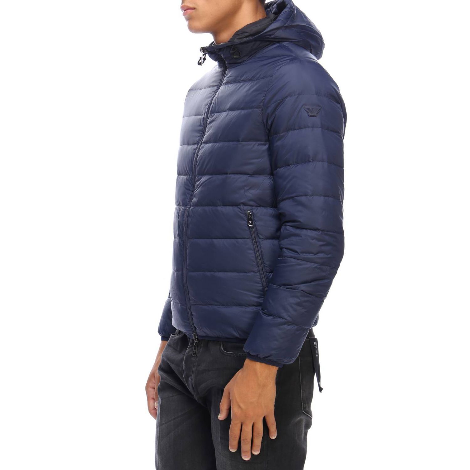 Emporio Armani Outlet: Piumino in nylon impermeabile reversibile con  cappuccio - Blue | Giacca Emporio Armani 8N1B51 1NJMZ GIGLIO.COM