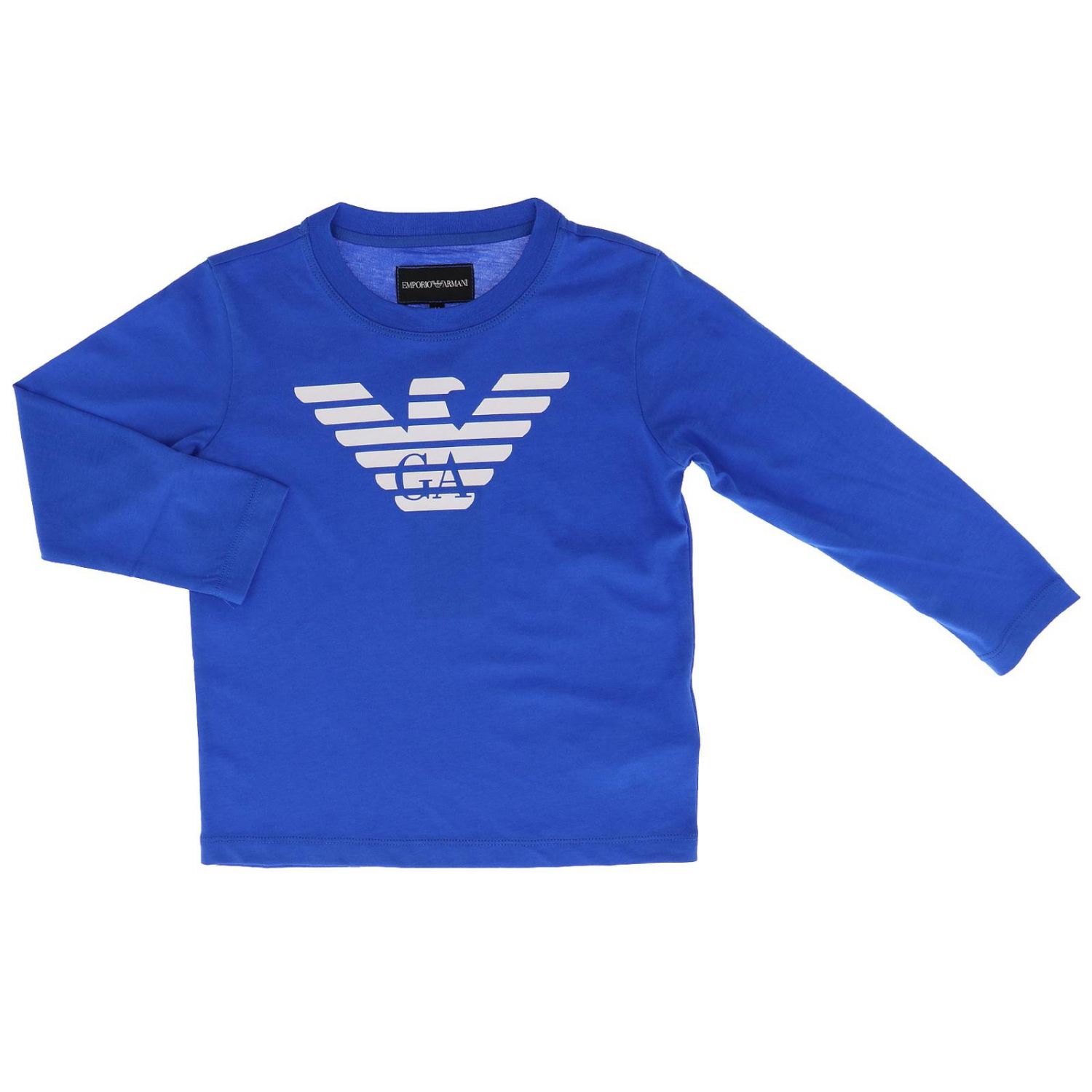 Emporio Armani Outlet Tshirt a maniche lunghe in puro cotone con maxi