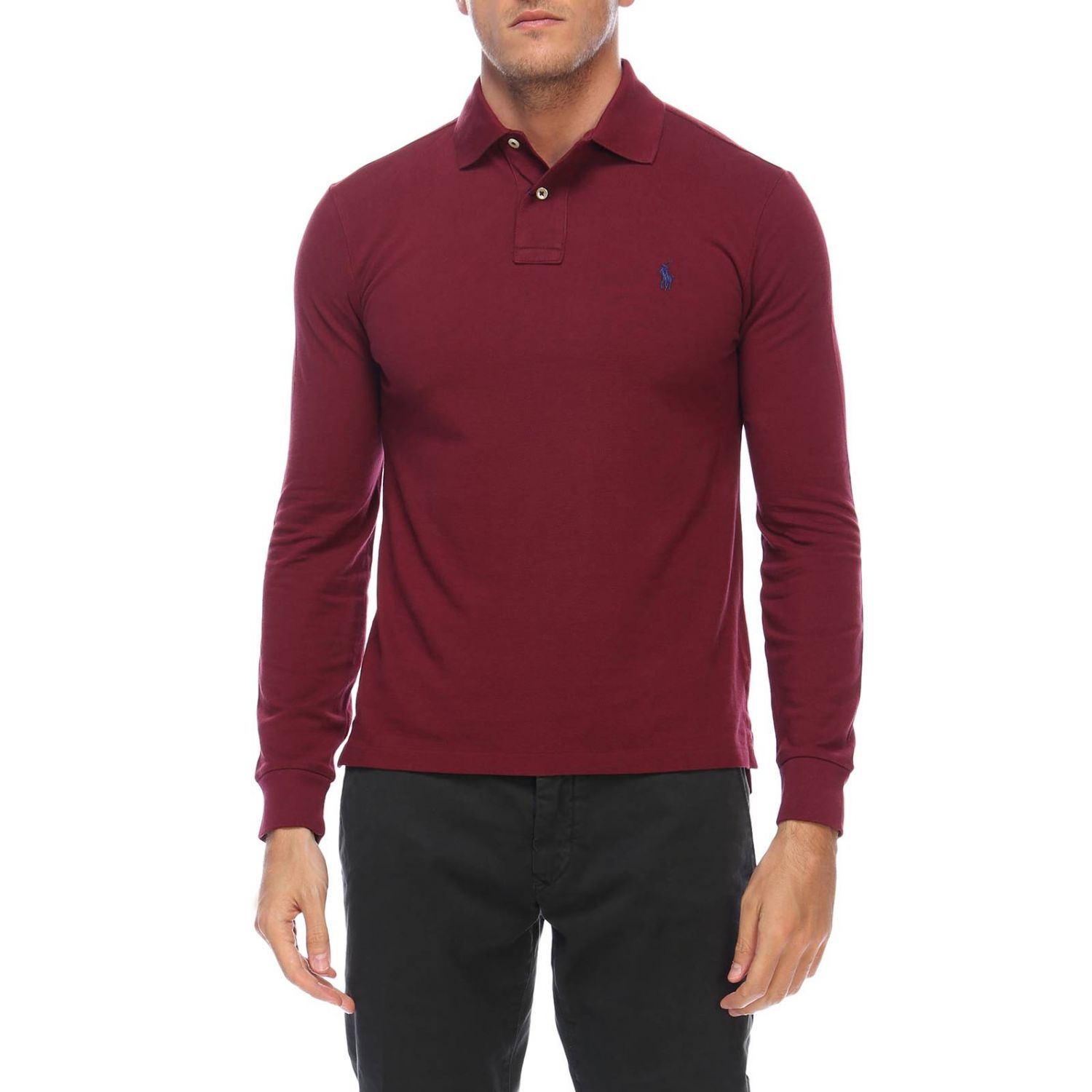 ralph lauren burgundy long sleeve polo