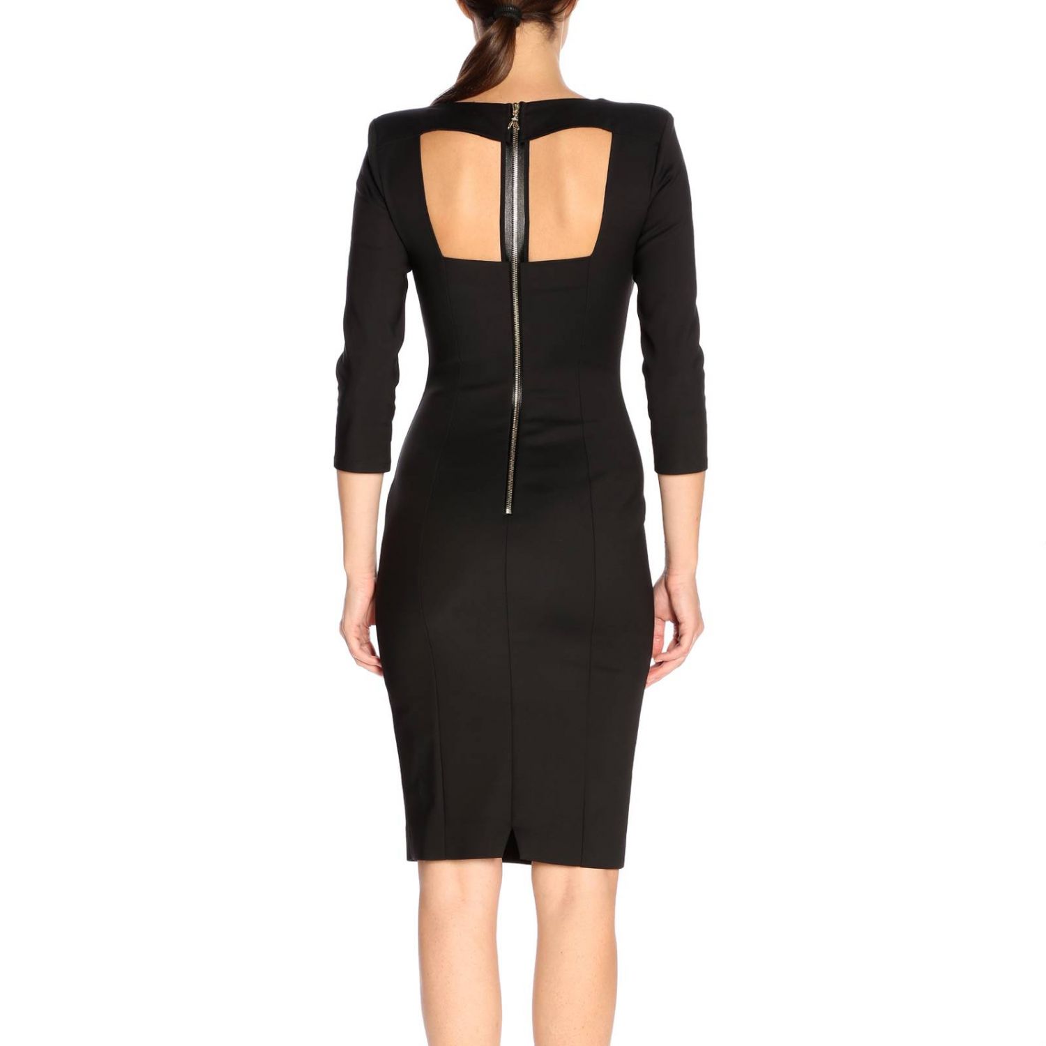 Patrizia Pepe Outlet: Abito a tubino in cotone bielastico e sagomato a maniche  lunghe - Nero | Abito Patrizia Pepe 8A0472 AQ39 GIGLIO.COM