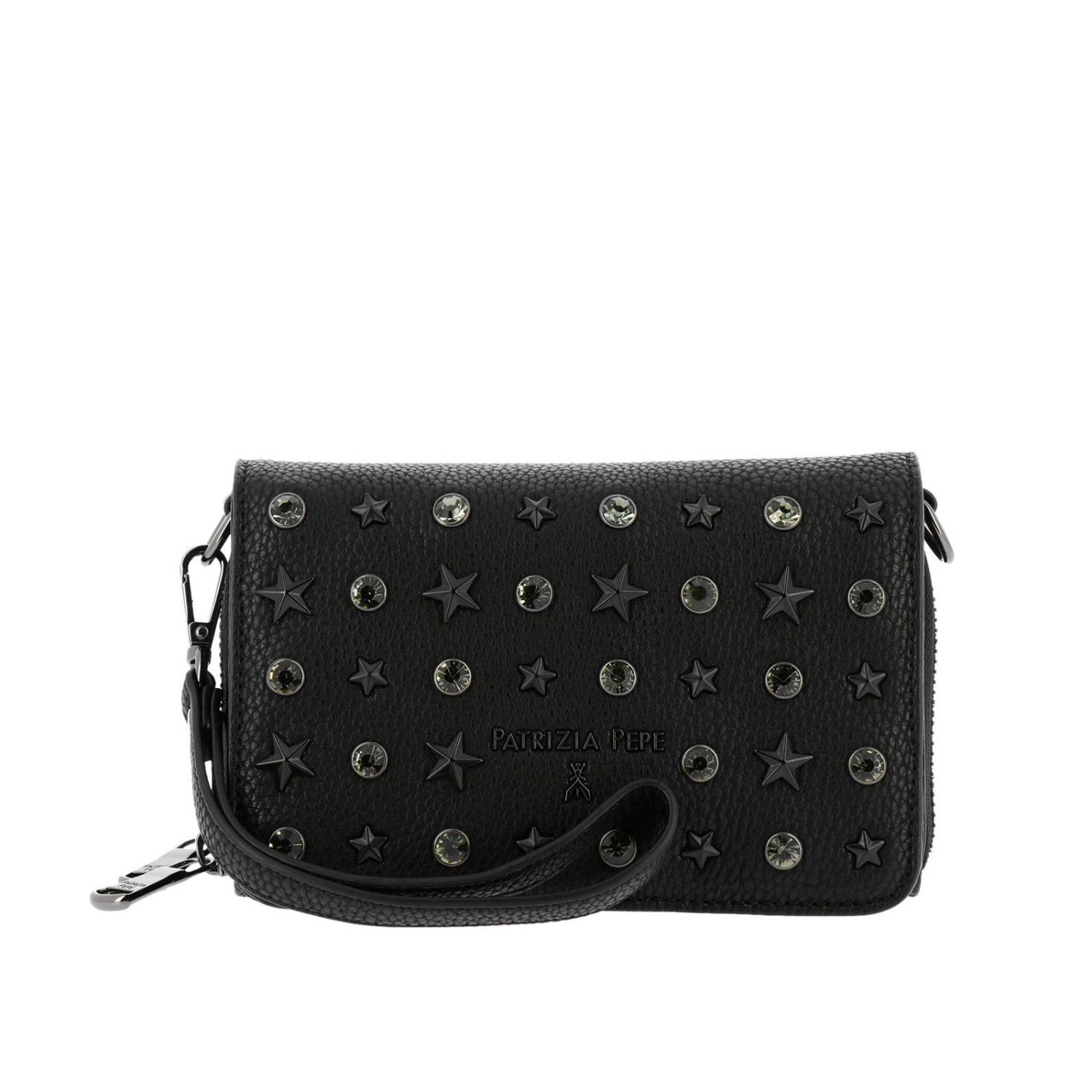 Patrizia Pepe Outlet: Borsa con strass e borchie di stelle all over - Nero  | Borsa Mini Patrizia Pepe 2V7214 A4E9 GIGLIO.COM