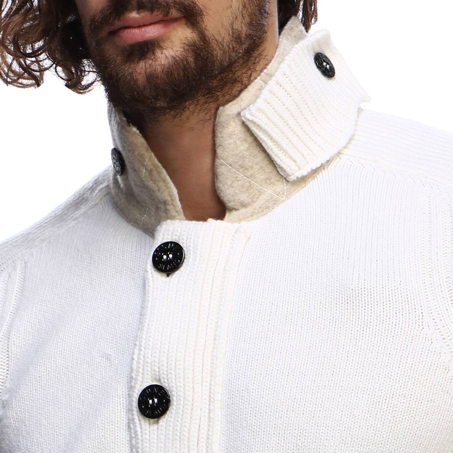 stone island white cardigan