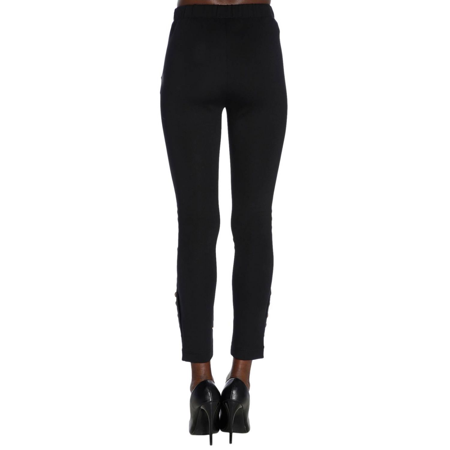 Pinko Outlet: Leggings Cerniera slim con effetto pelle e fondo con bottoni  - Nero | Pantalone Pinko 1G13EP-Z14K CERNIERA GIGLIO.COM