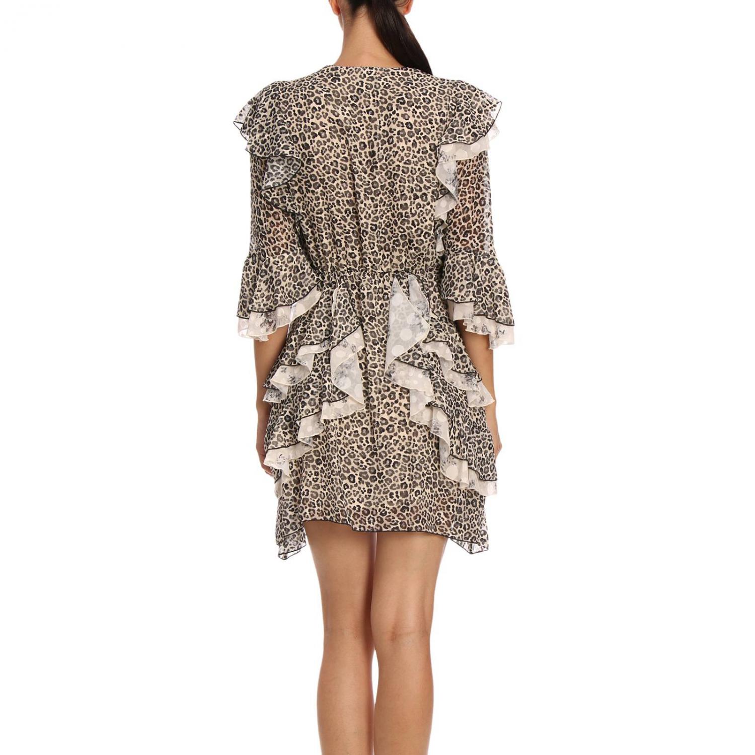 Pinko Outlet: Abito Gustavo in fil coupe maculato con rouches all over -  Nero | Abito Pinko 1B13EC-7224 GUSTAVO GIGLIO.COM