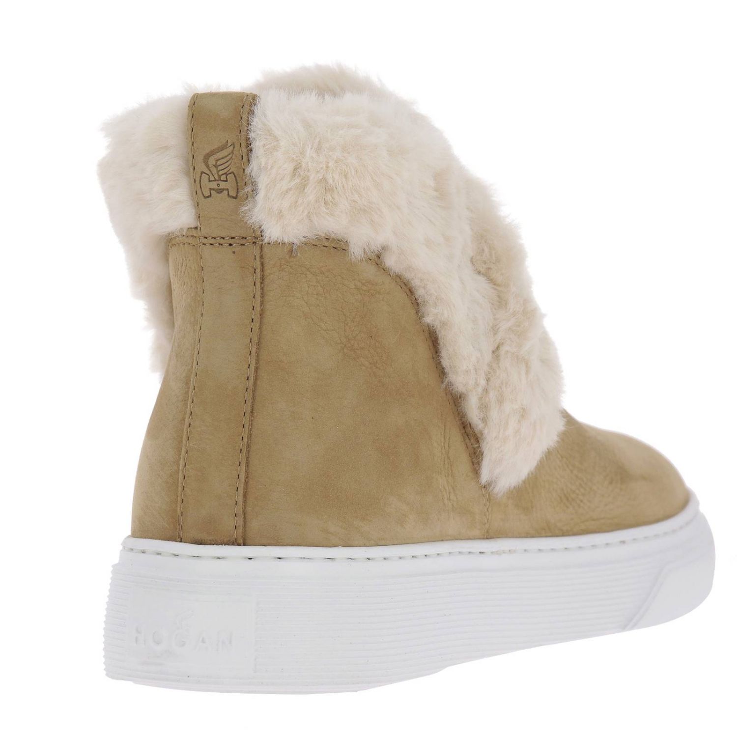 Hogan Outlet: Sneakers 366 a polacco in camoscio con pelliccia e fondo a  cassetta - Beige | Stivaletti Hogan HXW3660AO30 JCL GIGLIO.COM