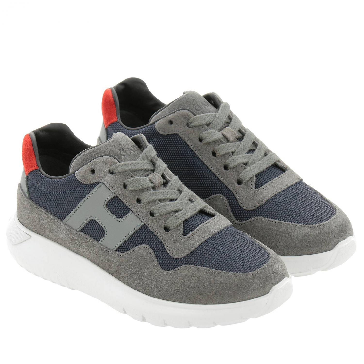 HOGAN: Sneakers Cube Junior in camoscio e micro rete con big H - Grigio |  Scarpe Hogan HXC3710AP30 JYC GIGLIO.COM