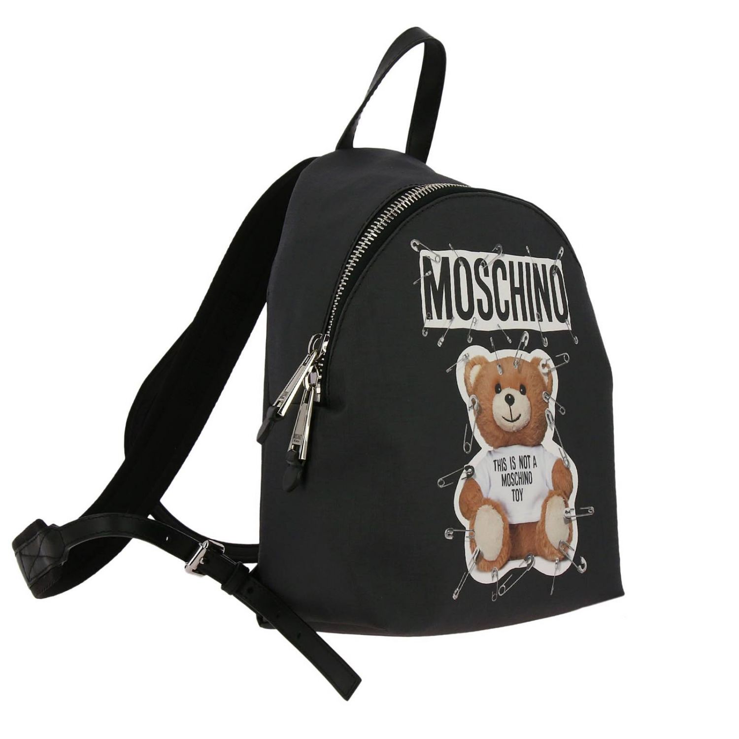 Moschino Couture Outlet: Zaino small in pelle sintetica con maxi stampa  Teddy \
