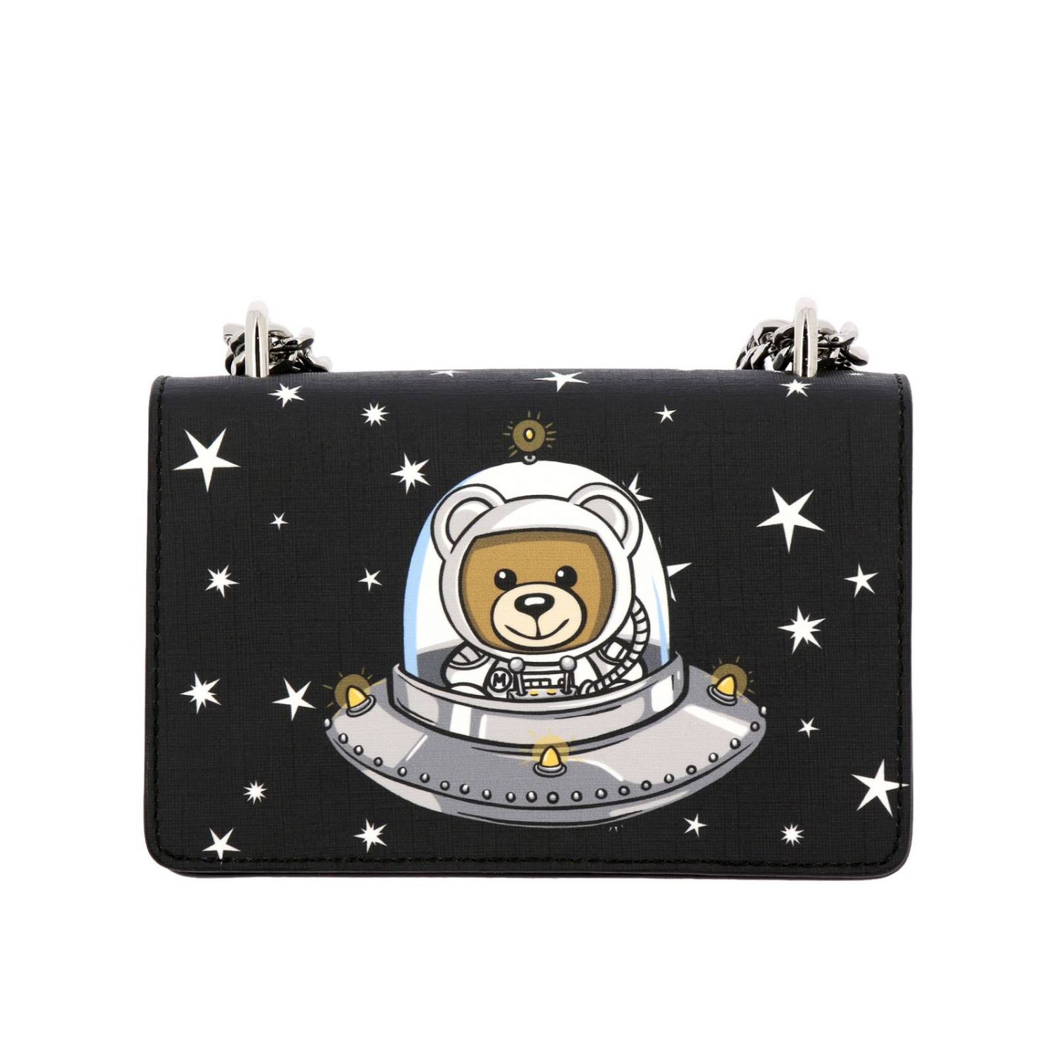 Moschino Couture Outlet: Borsa mini con stampa Teddy Space e stelle all  over - Nero | Borsa Mini Moschino Couture 7575 8210 GIGLIO.COM