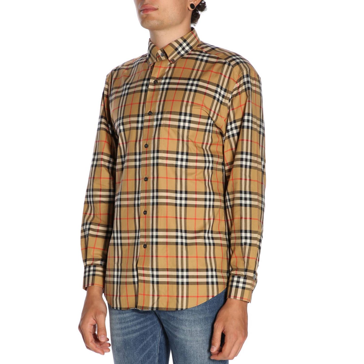 Burberry Outlet: Shirt men | Shirt Burberry Men Beige | Shirt Burberry ...
