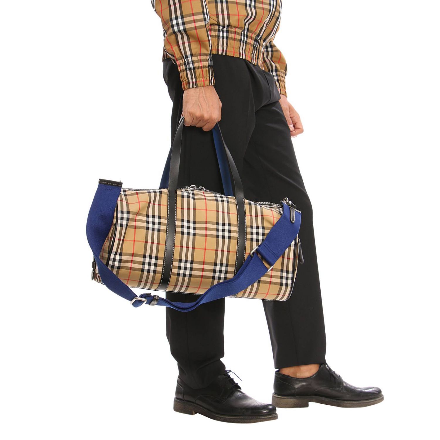 Burberry Outlet: Borsone Kennedy medium a sacca in canvas House check e  pelle - Beige | Valigia Burberry 4074216 GIGLIO.COM