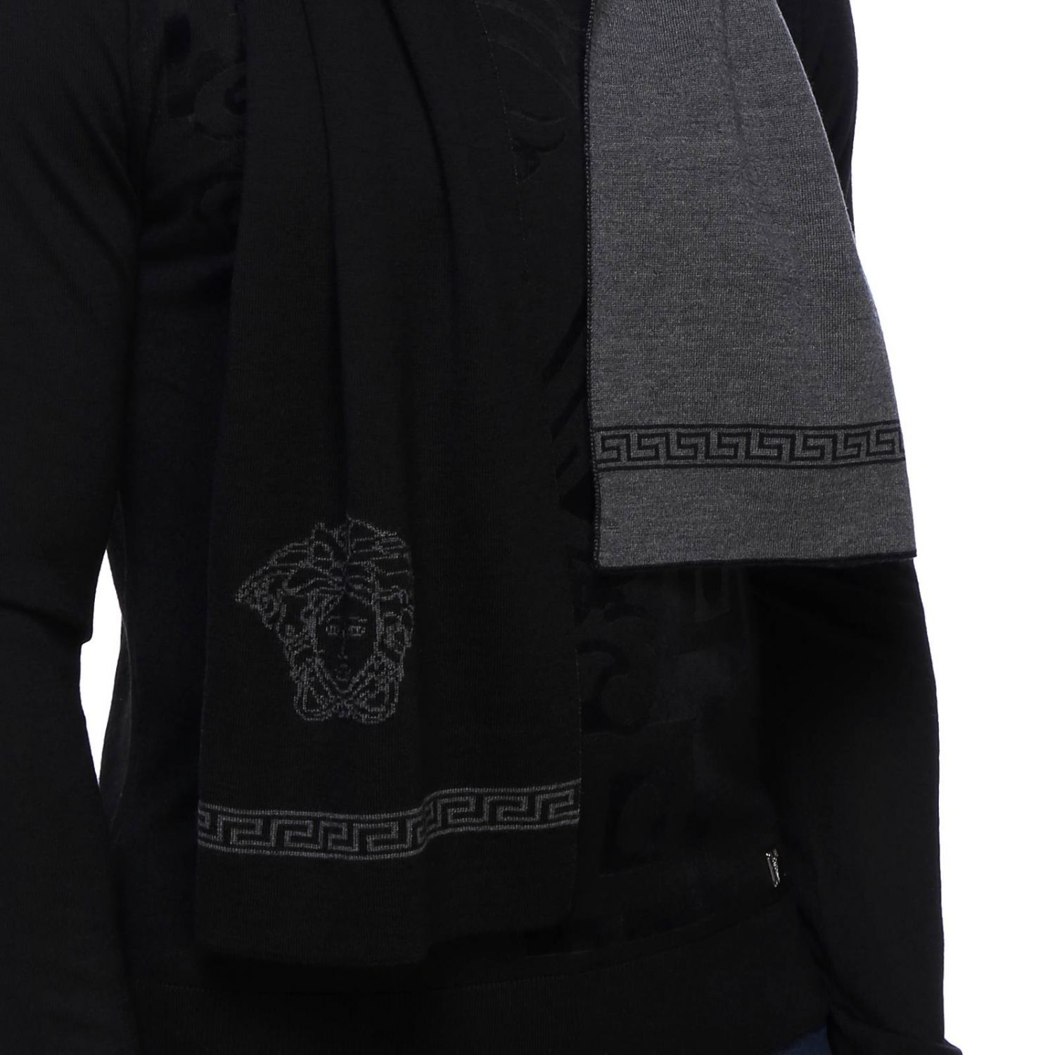 Versace Outlet: Scarf men - Black | Scarf Versace ISC3003 IK0056 GIGLIO.COM