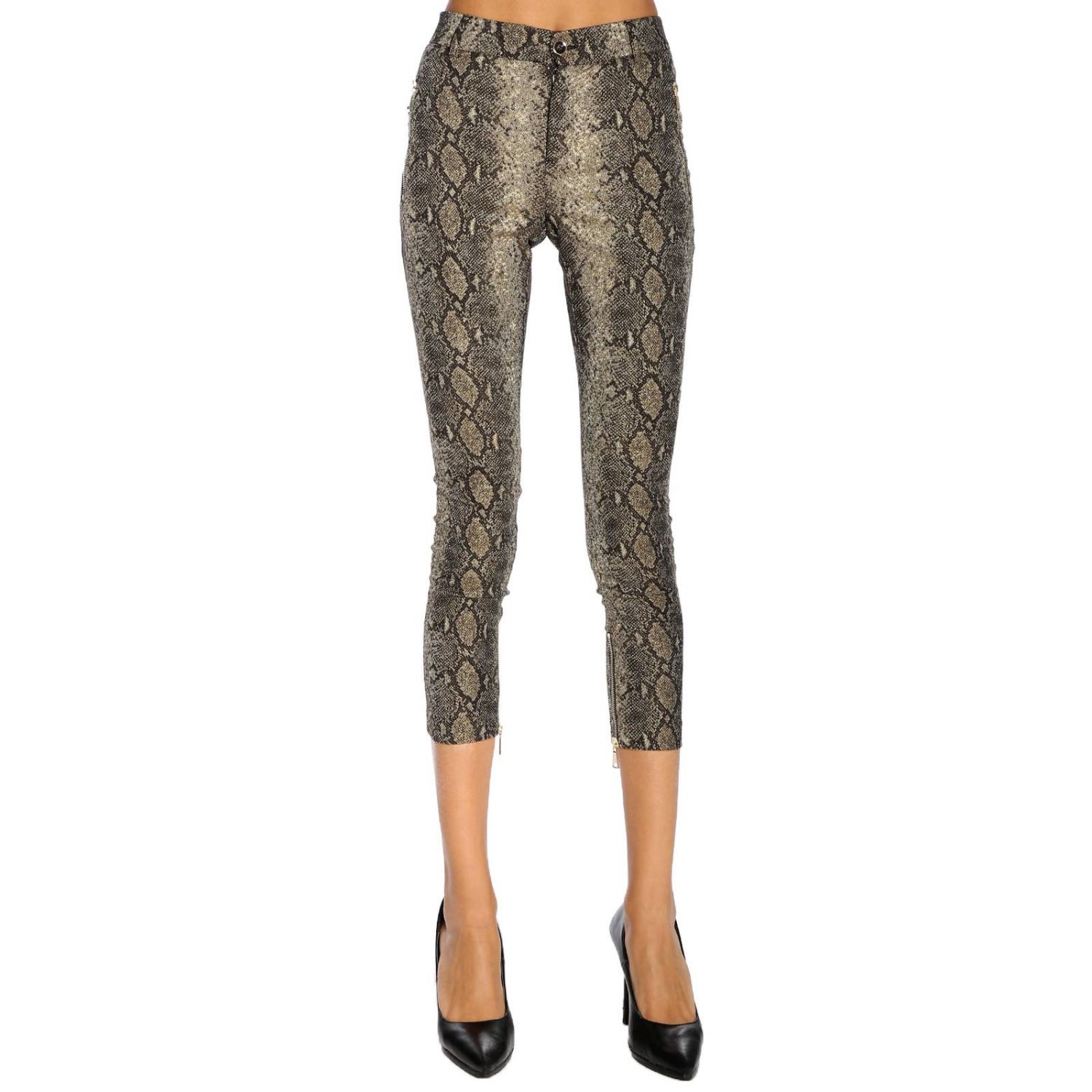 Twinset Outlet: Leggings a vita alta con stampa pitone lurex - Beige |  Pantalone Twinset PA828T GIGLIO.COM