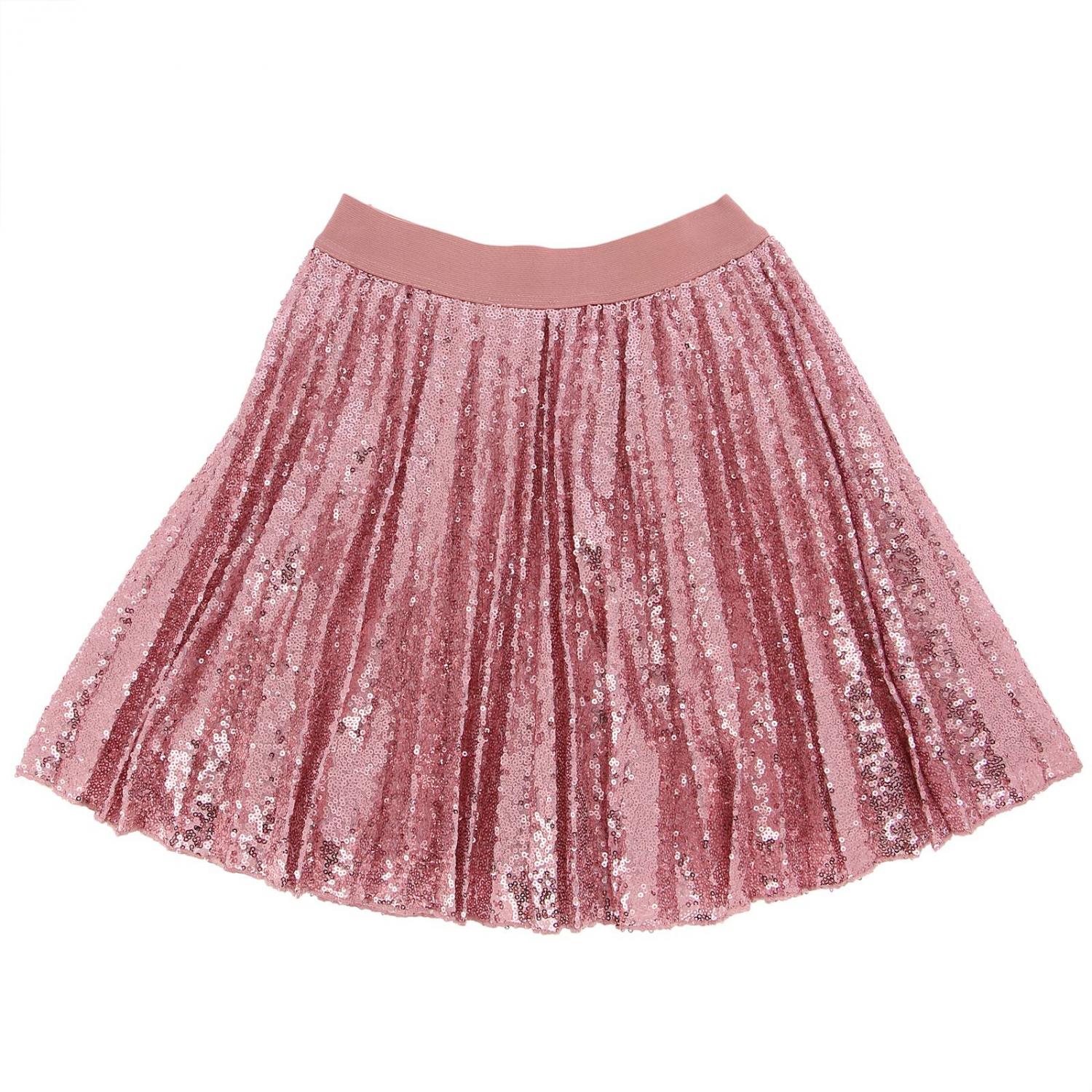 Monnalisa Outlet: Gonna ampia e plissettata con paillettes all over - Rosa  | Gonna Monnalisa 172701 GIGLIO.COM