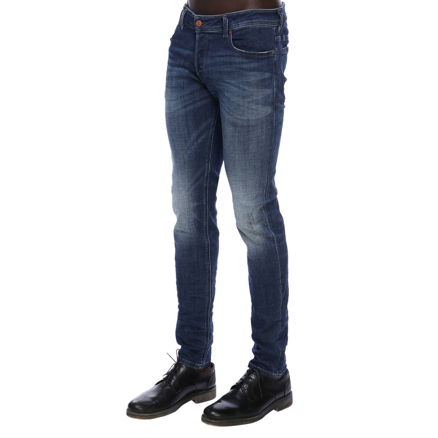 Diesel Outlet: Jeans Sleenker slim skinny in misto cotone stretch a 5  tasche - Blue | Jeans Diesel 00S7VG 084UI GIGLIO.COM