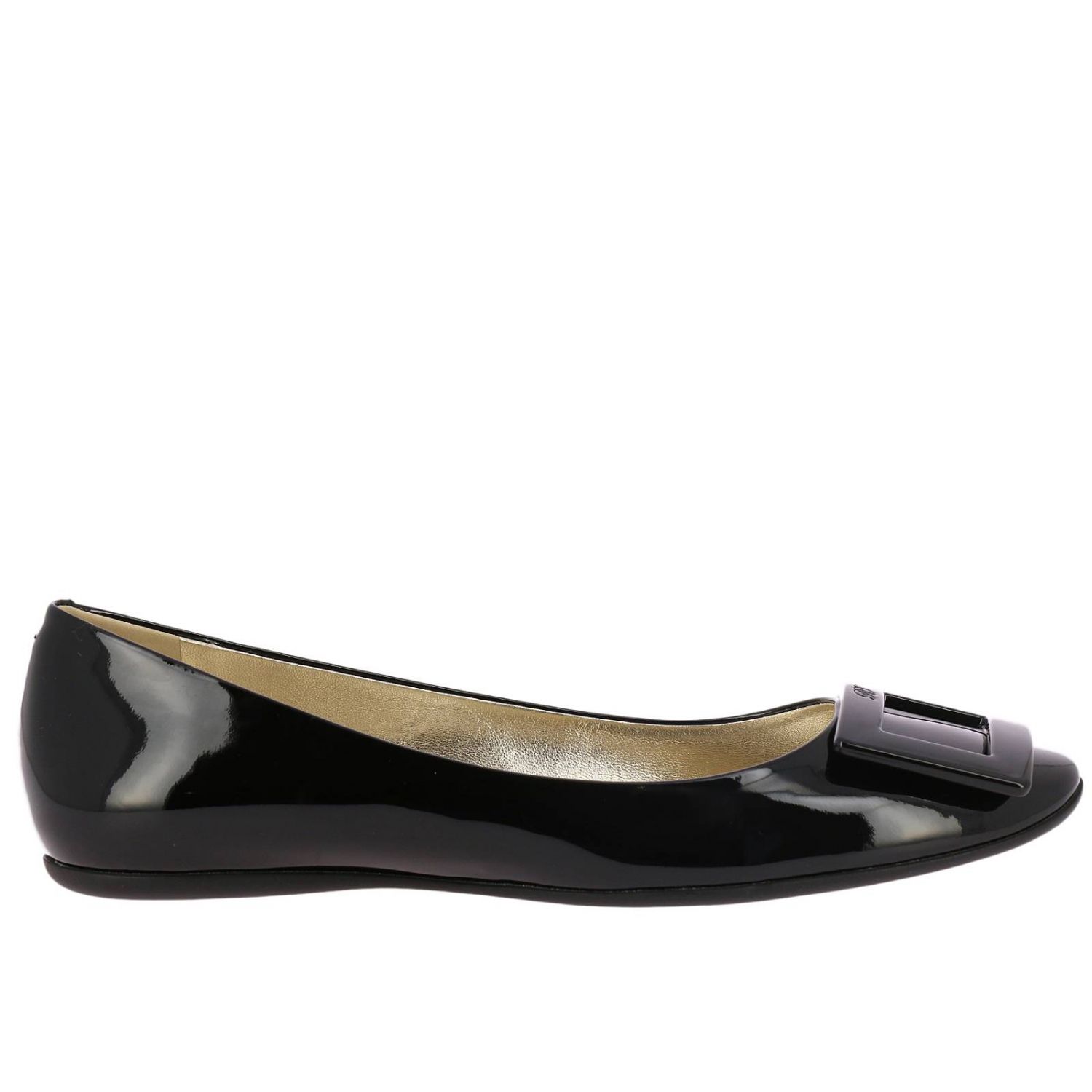 ROGER VIVIER: Gommette Ballet flats with RV buckle in patent leather ...