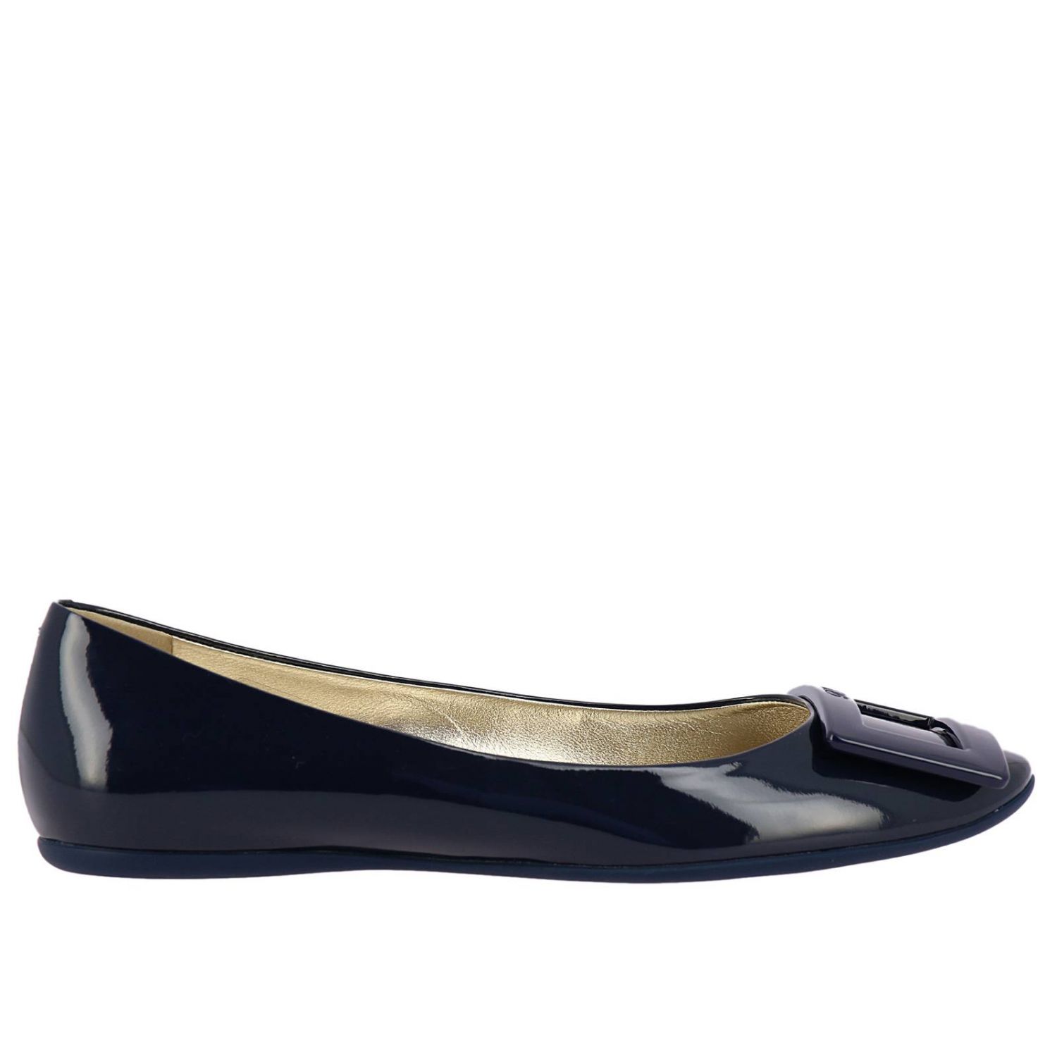 Roger Vivier Gommette Ballet Flats With Rv Buckle In Patent Leather Ballet Flats Roger Vivier Women Blue Ballet Flats Roger Vivier Rvw8070 D1p Giglio Com